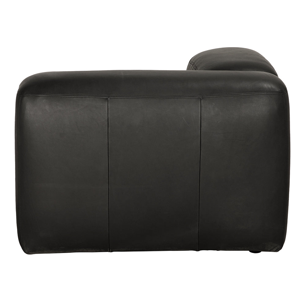 Augustus Modular Sofa, Left Corner, Santosa Matte Black Leather by NOIR