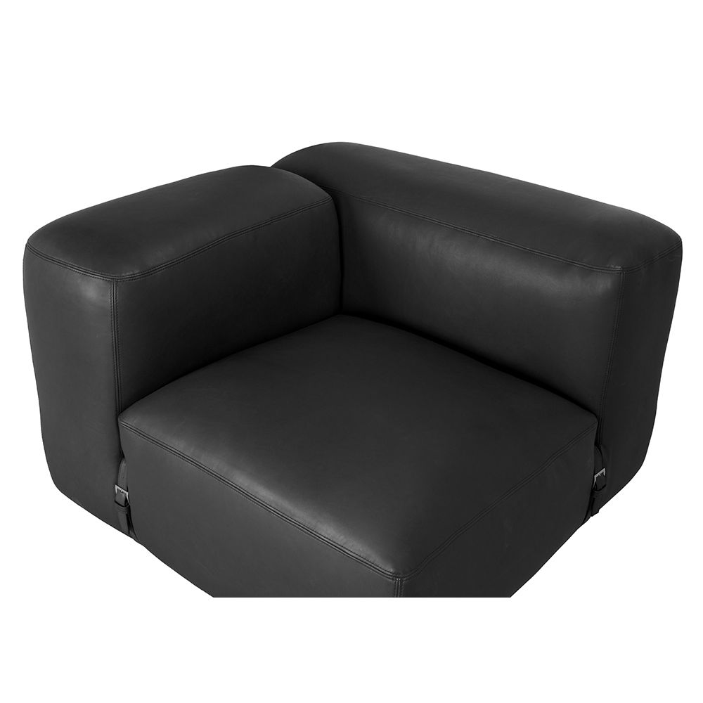Augustus Modular Sofa, Left Corner, Santosa Matte Black Leather by NOIR