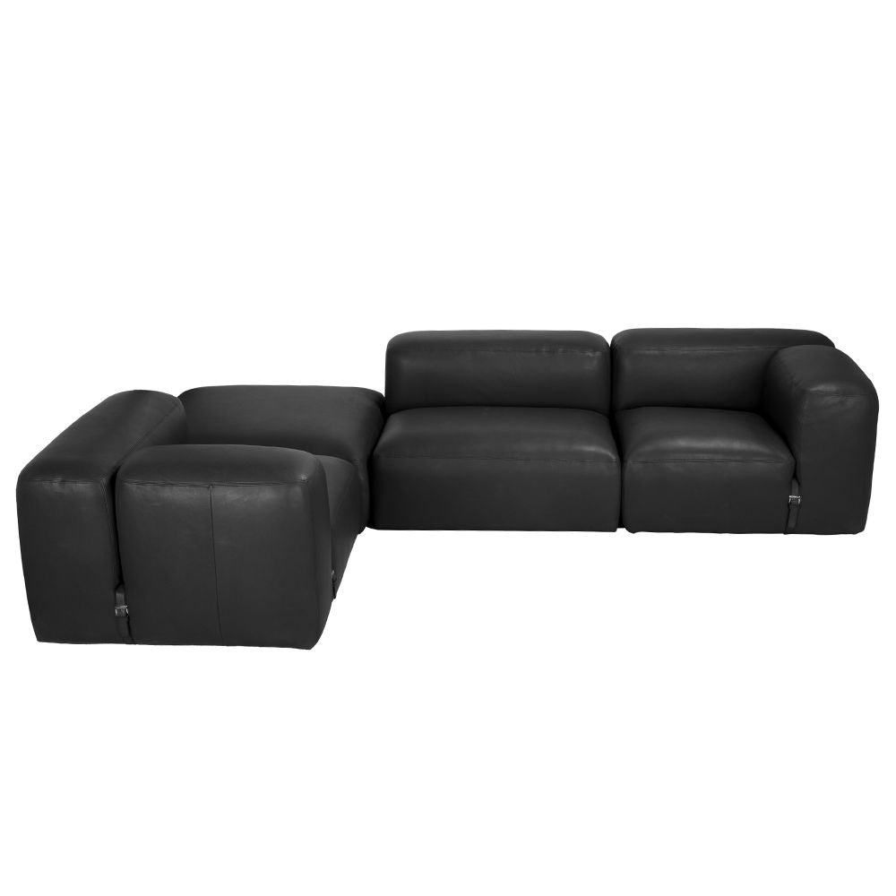 Augustus Modular Sofa, Left Corner, Santosa Matte Black Leather by NOIR