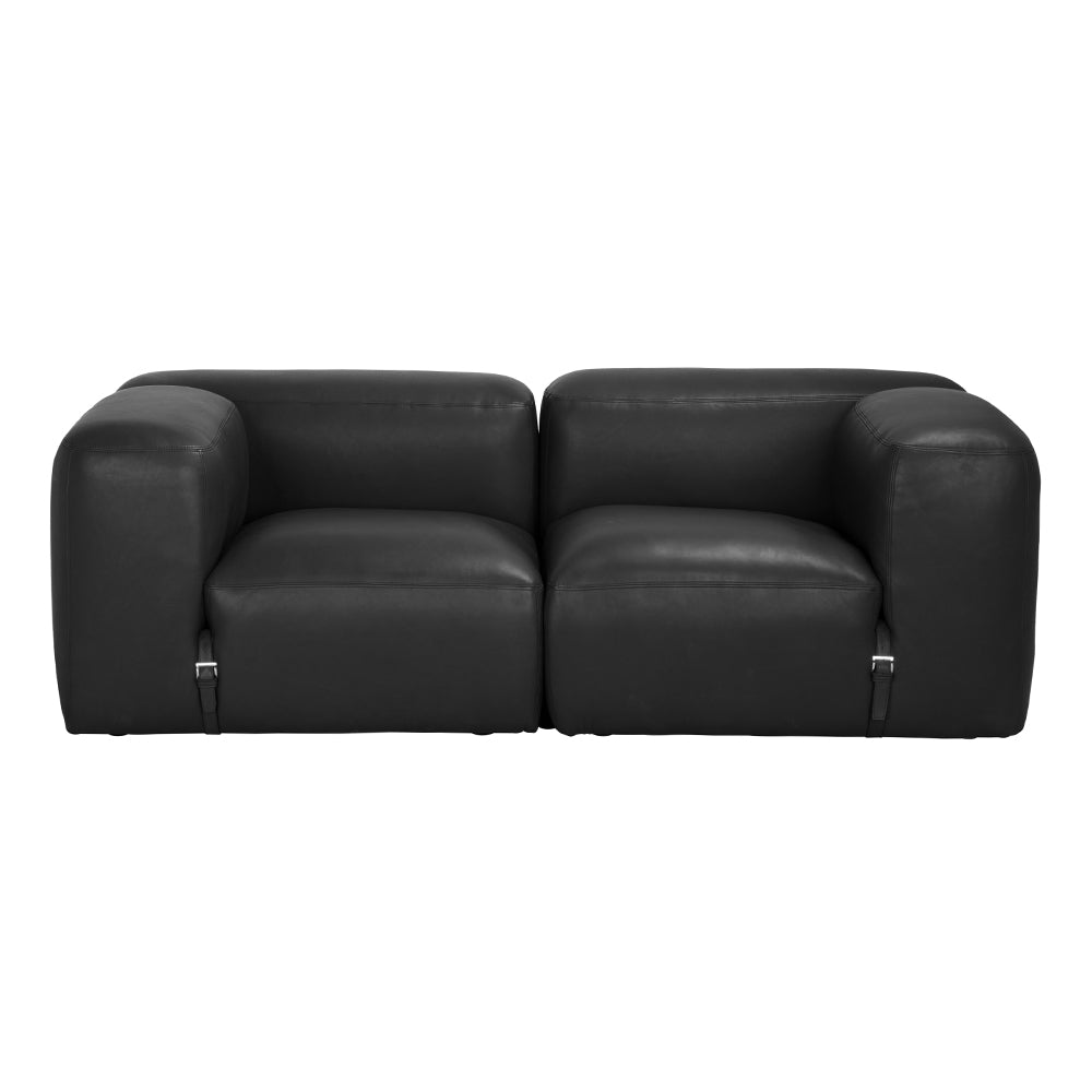 Augustus Modular Sofa, Left Corner, Santosa Matte Black Leather by NOIR