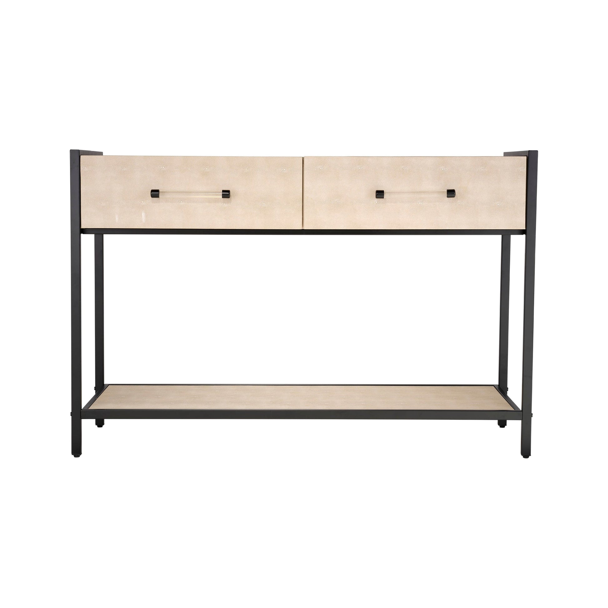 Cassius Faux Shagreen 2-Drawer Console, Taupe by Jamie Young