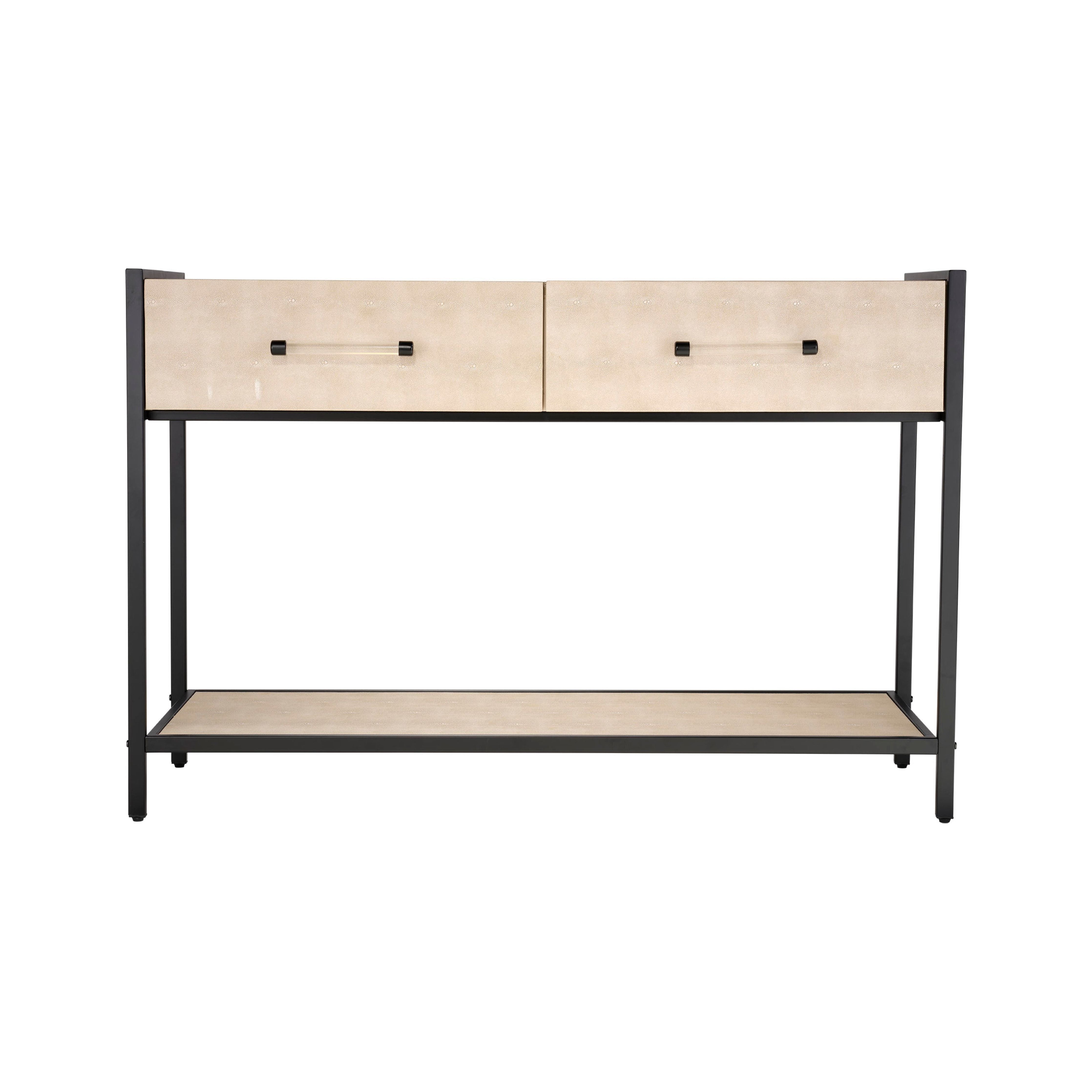 Cassius Faux Shagreen 2-Drawer Console, Taupe by Jamie Young