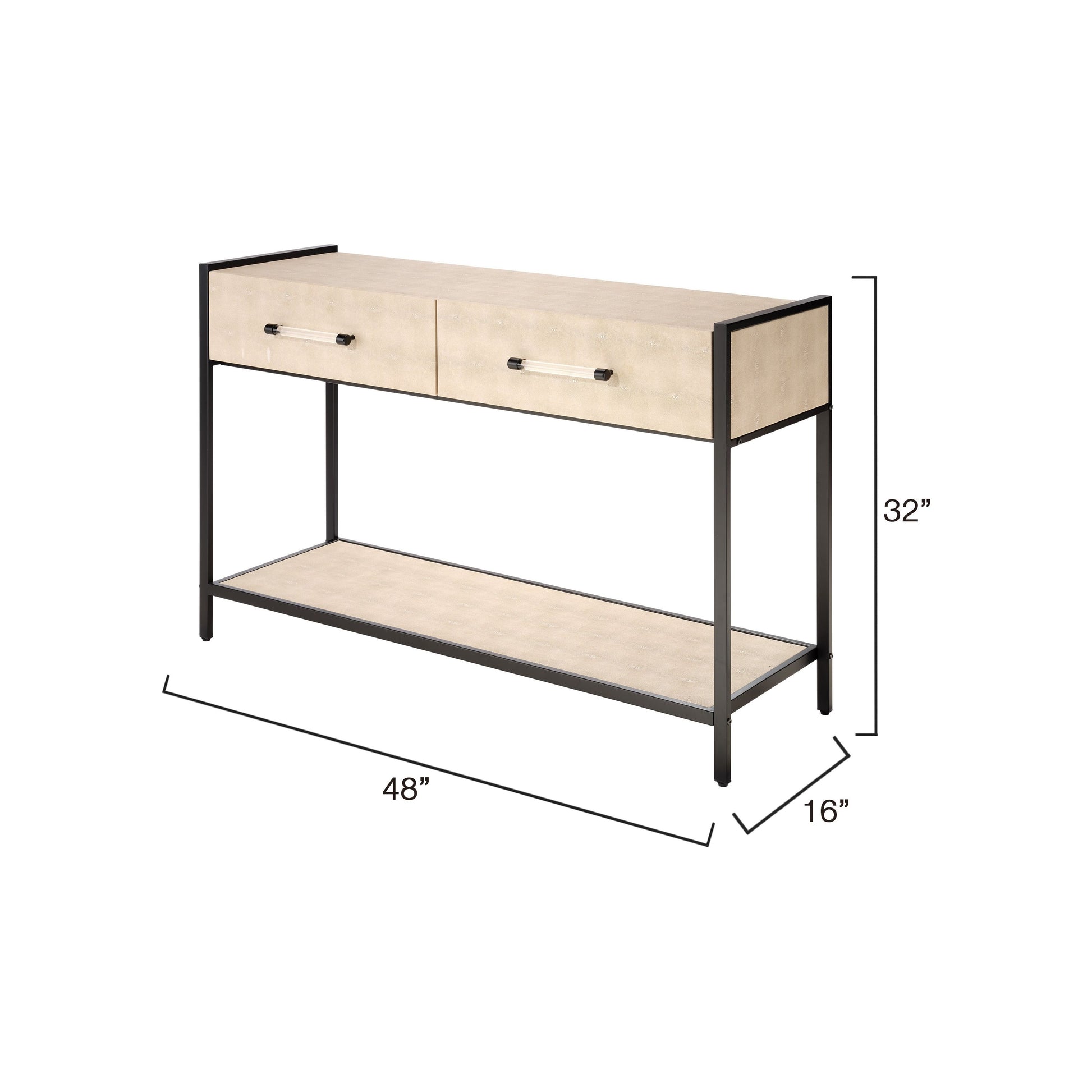 Cassius Faux Shagreen 2-Drawer Console, Taupe by Jamie Young