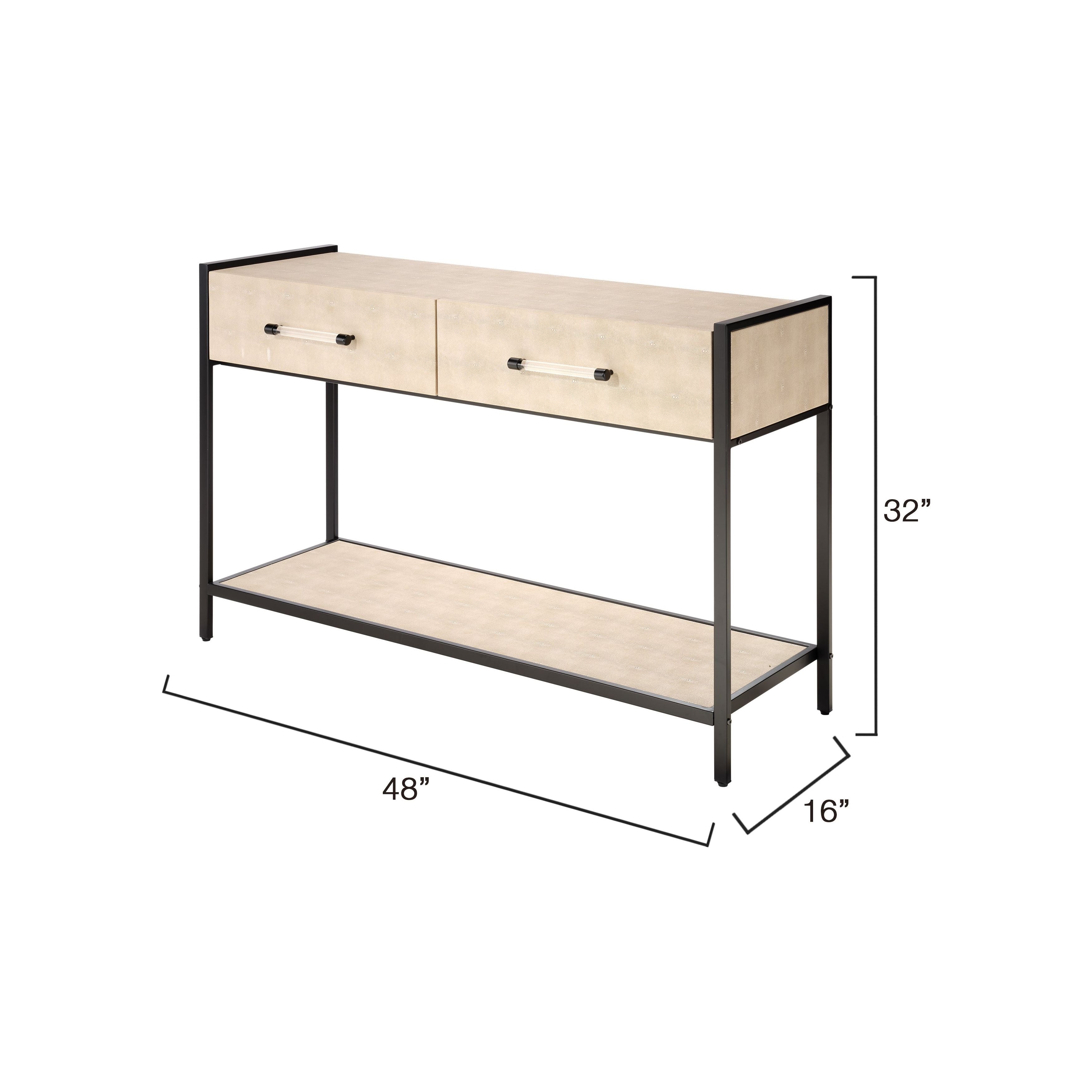 Cassius Faux Shagreen 2-Drawer Console, Taupe by Jamie Young
