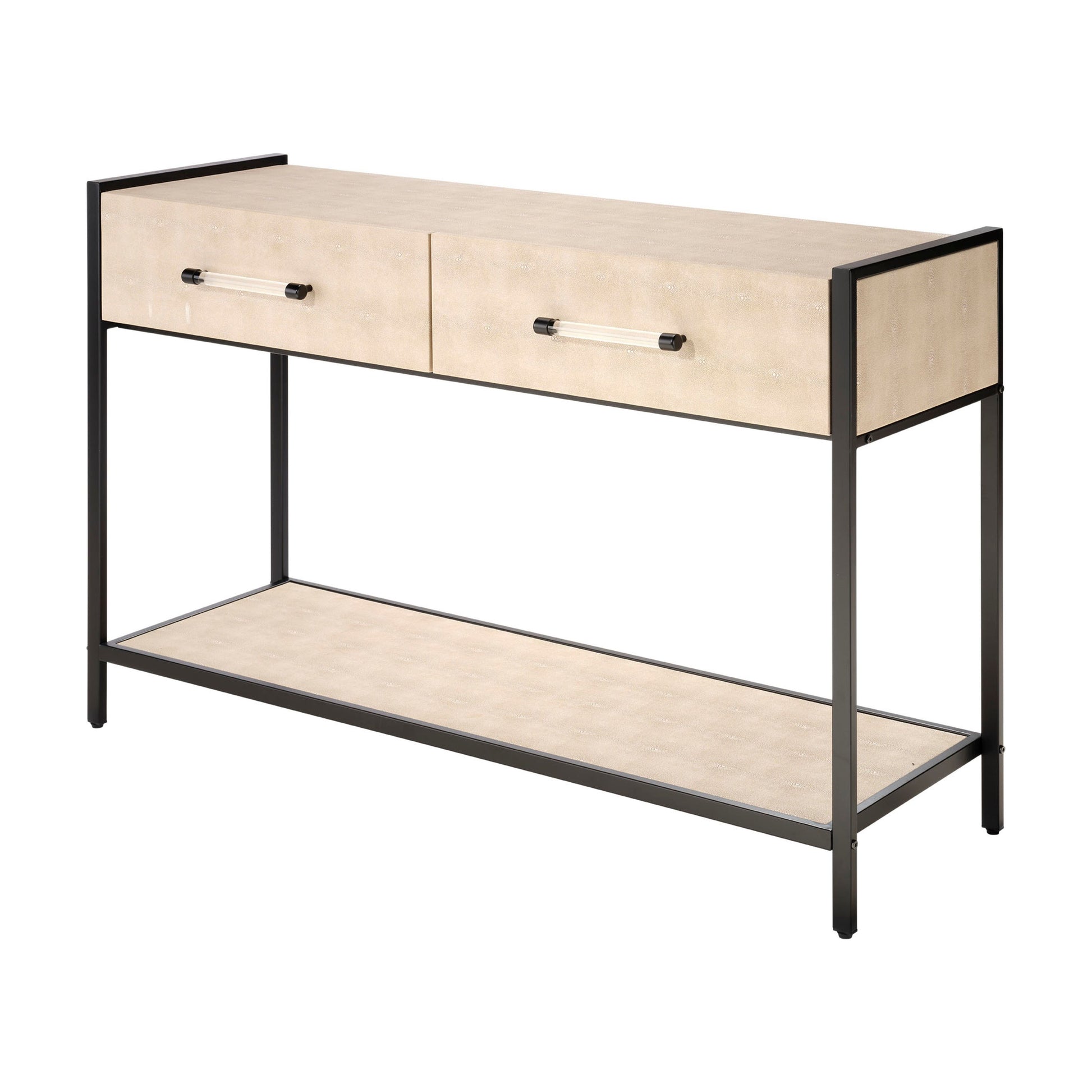 Cassius Faux Shagreen 2-Drawer Console, Taupe by Jamie Young