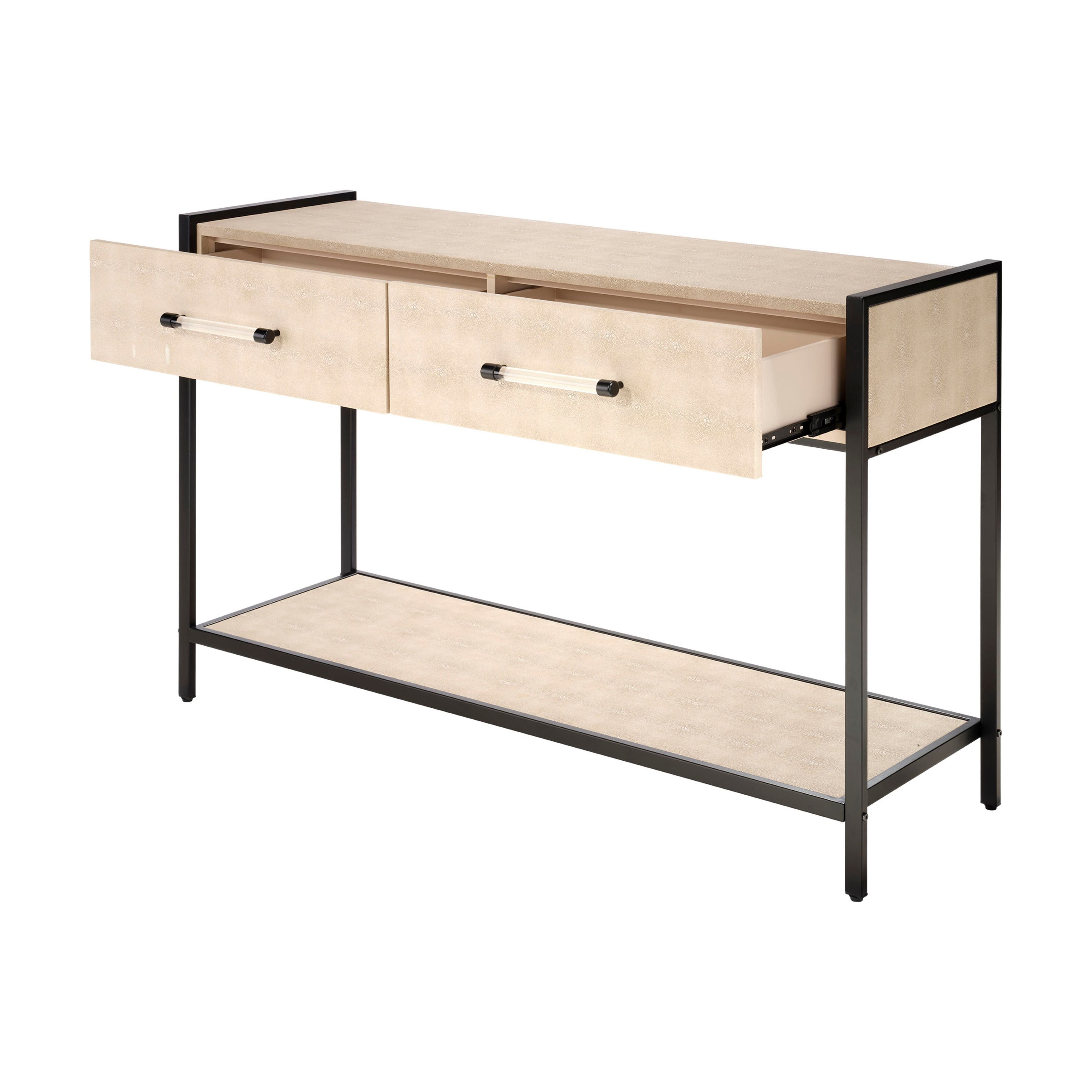Cassius Faux Shagreen 2-Drawer Console, Taupe by Jamie Young
