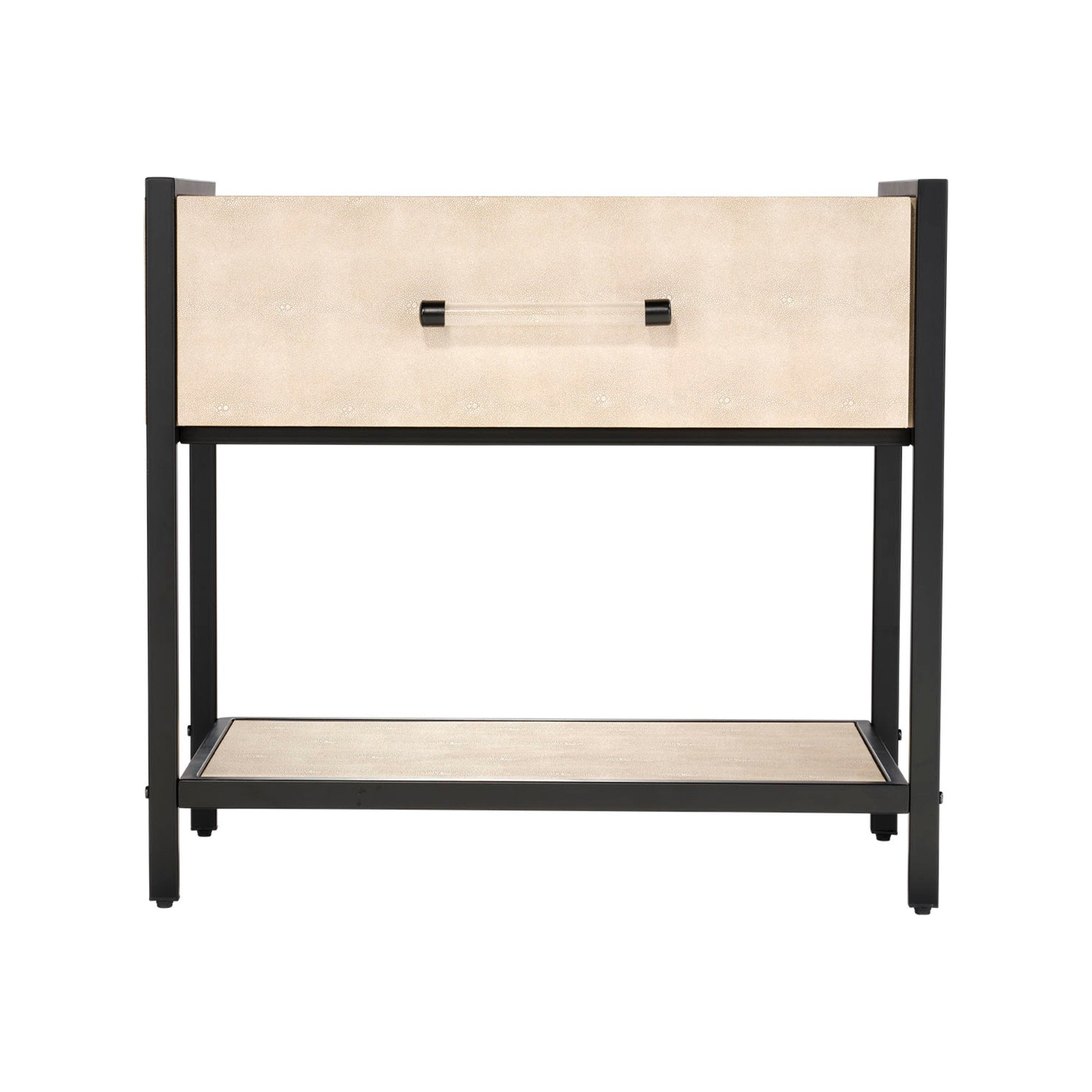 Cassius Faux Shagreen 1-Drawer Side Table, Taupe by Jamie Young