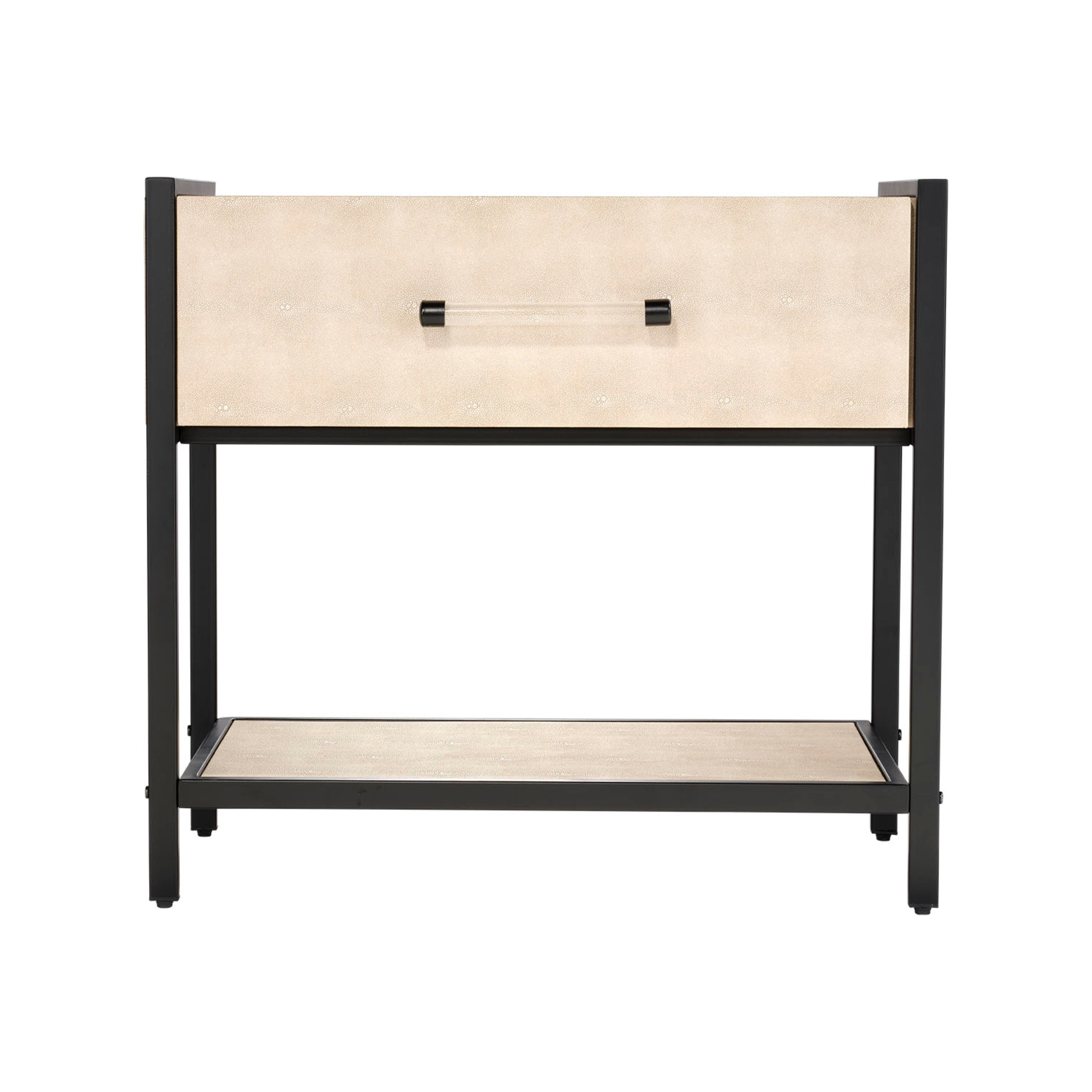Cassius Faux Shagreen 1-Drawer Side Table, Taupe by Jamie Young