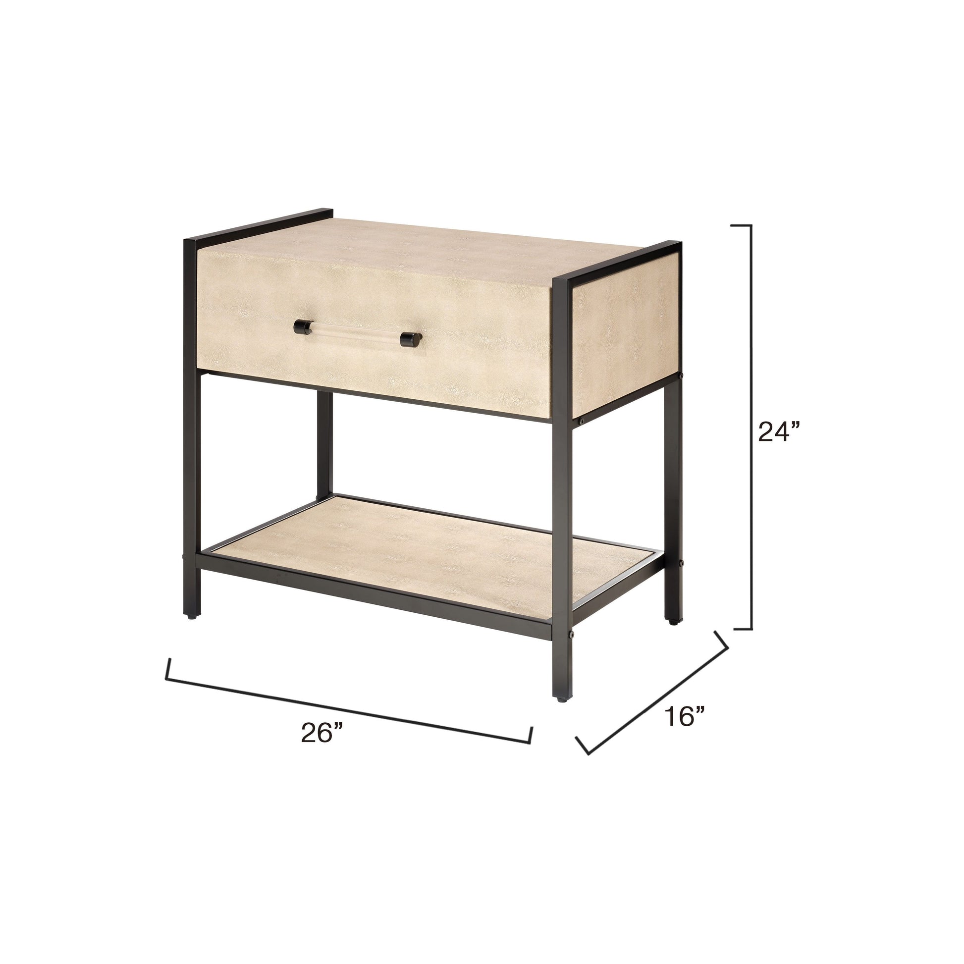 Cassius Faux Shagreen 1-Drawer Side Table, Taupe by Jamie Young