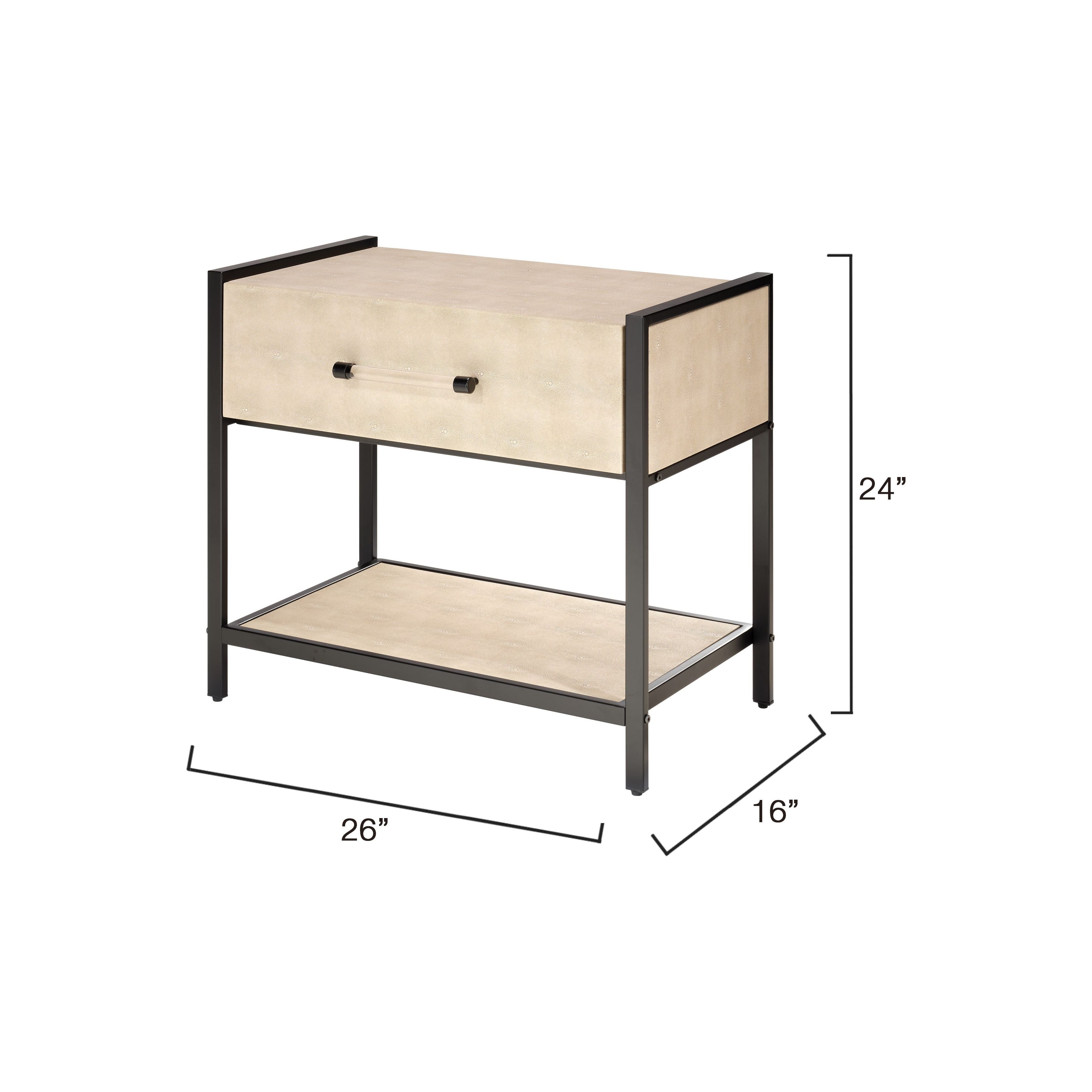 Cassius Faux Shagreen 1-Drawer Side Table, Taupe by Jamie Young