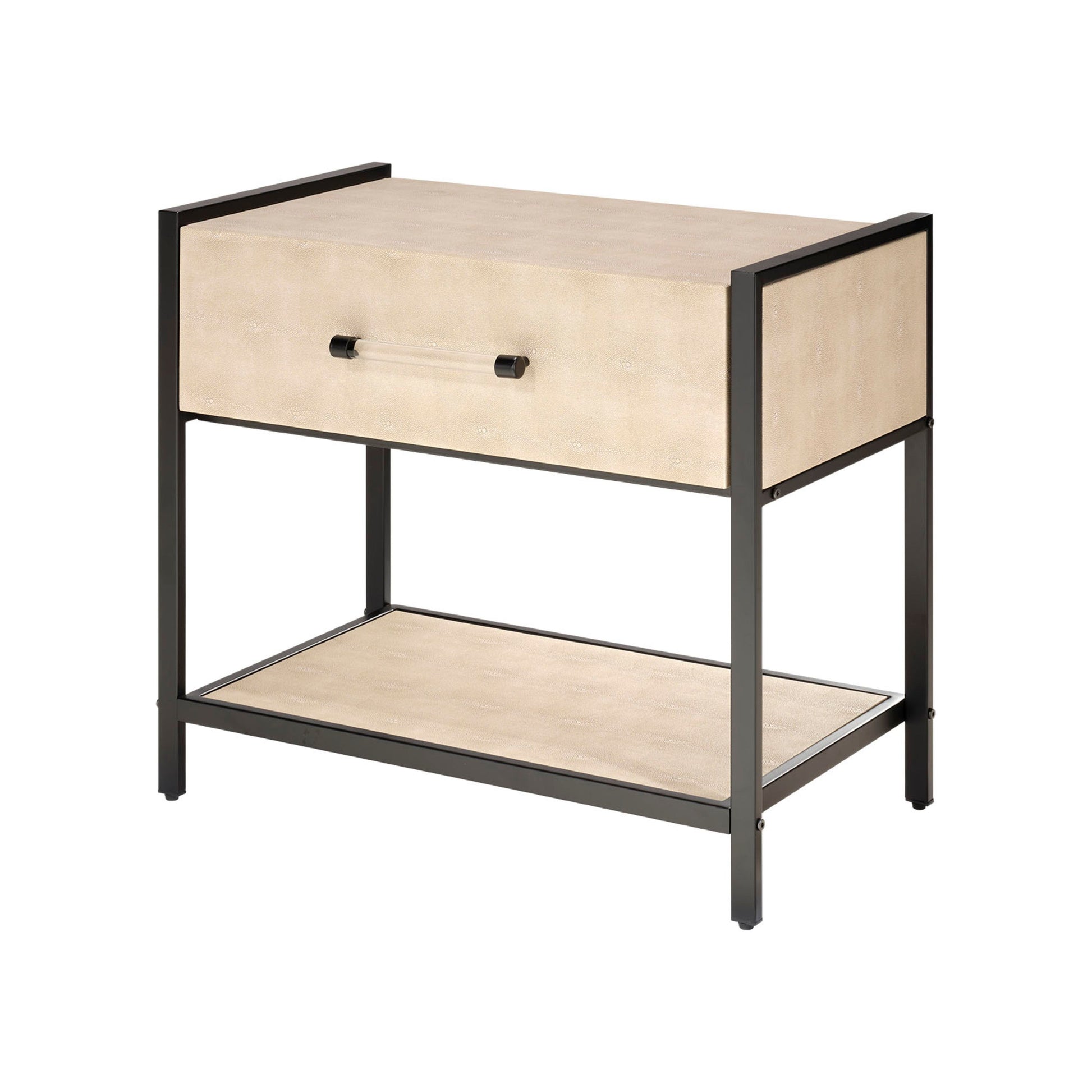 Cassius Faux Shagreen 1-Drawer Side Table, Taupe by Jamie Young