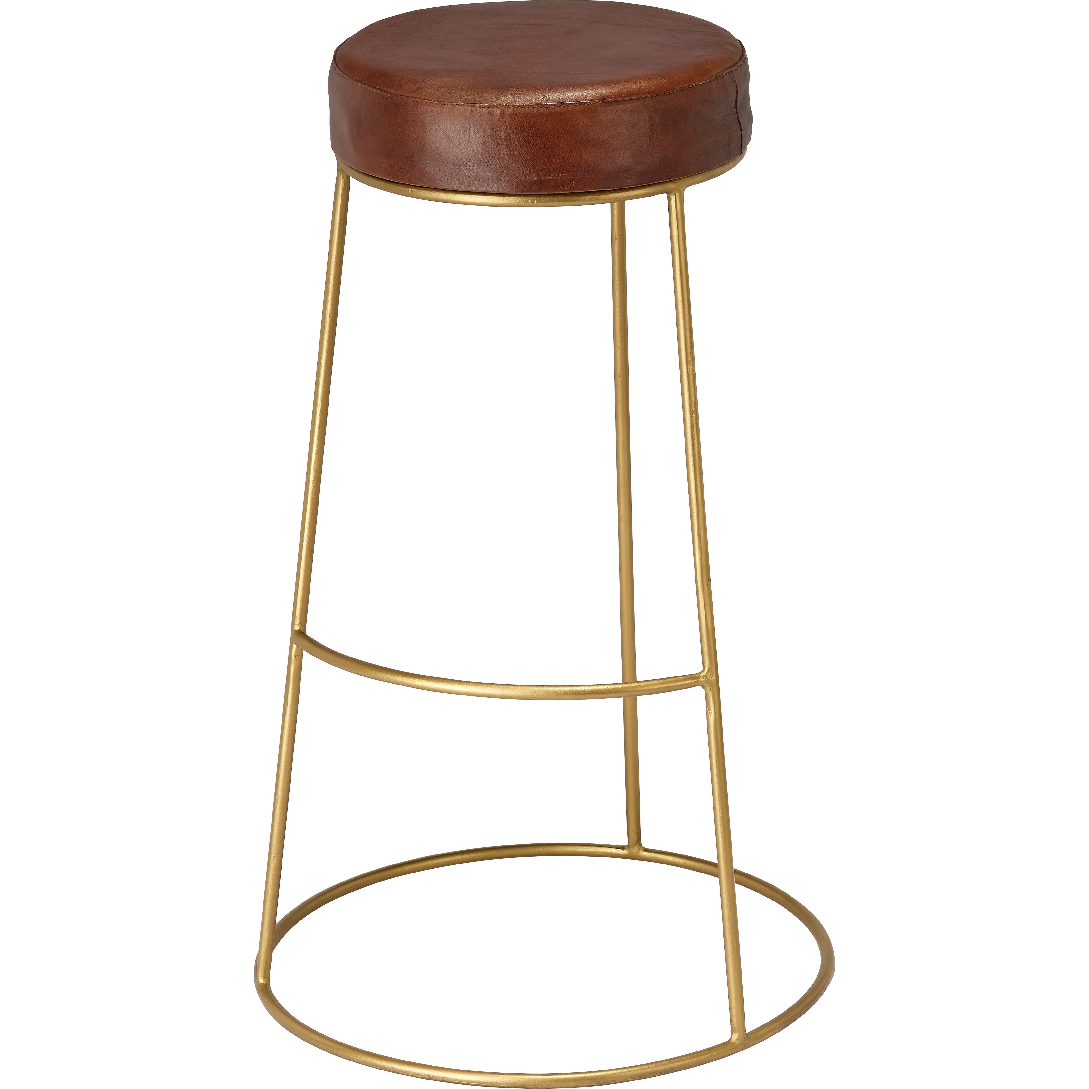 Henry Round Leather Bar Stool by Jamie Young