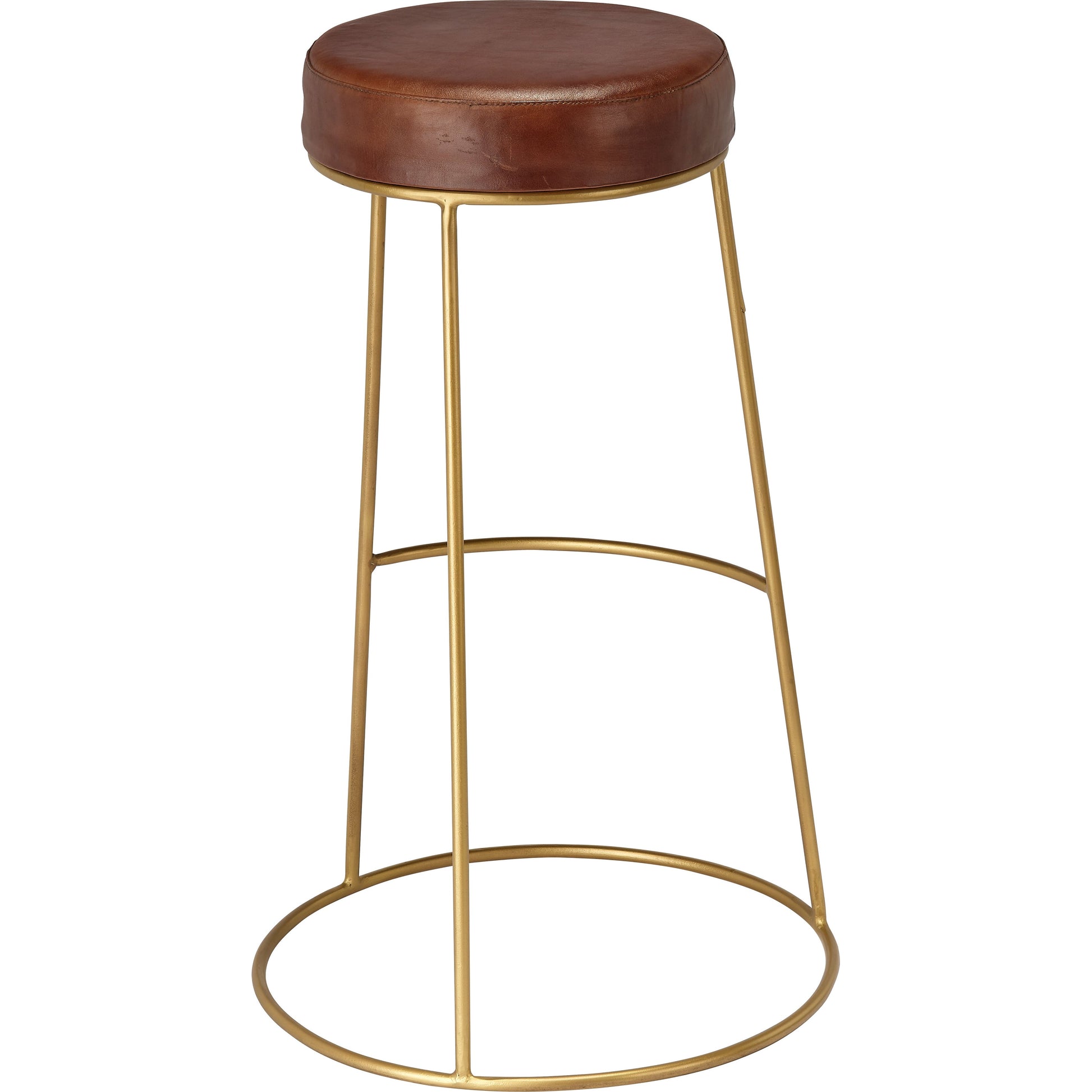 Henry Round Leather Bar Stool by Jamie Young