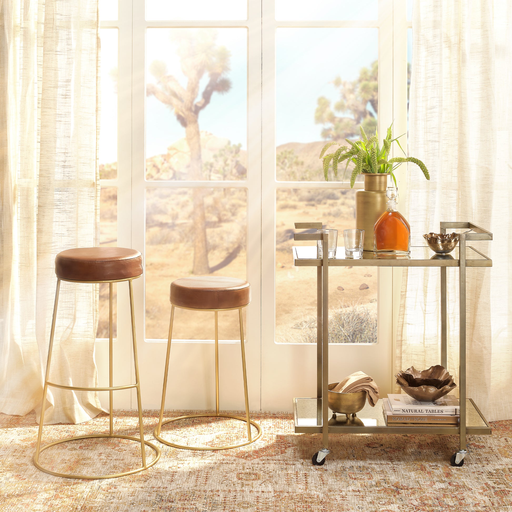 Henry Round Leather Counter Stool by Jamie Young