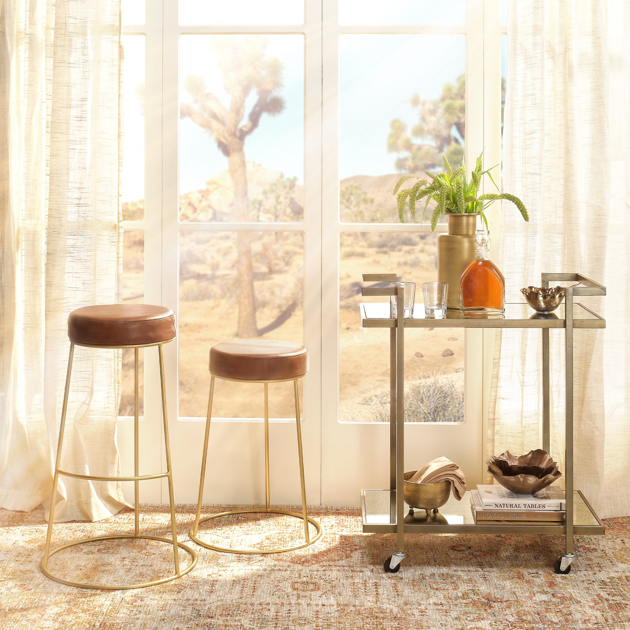 Henry Round Leather Counter Stool by Jamie Young