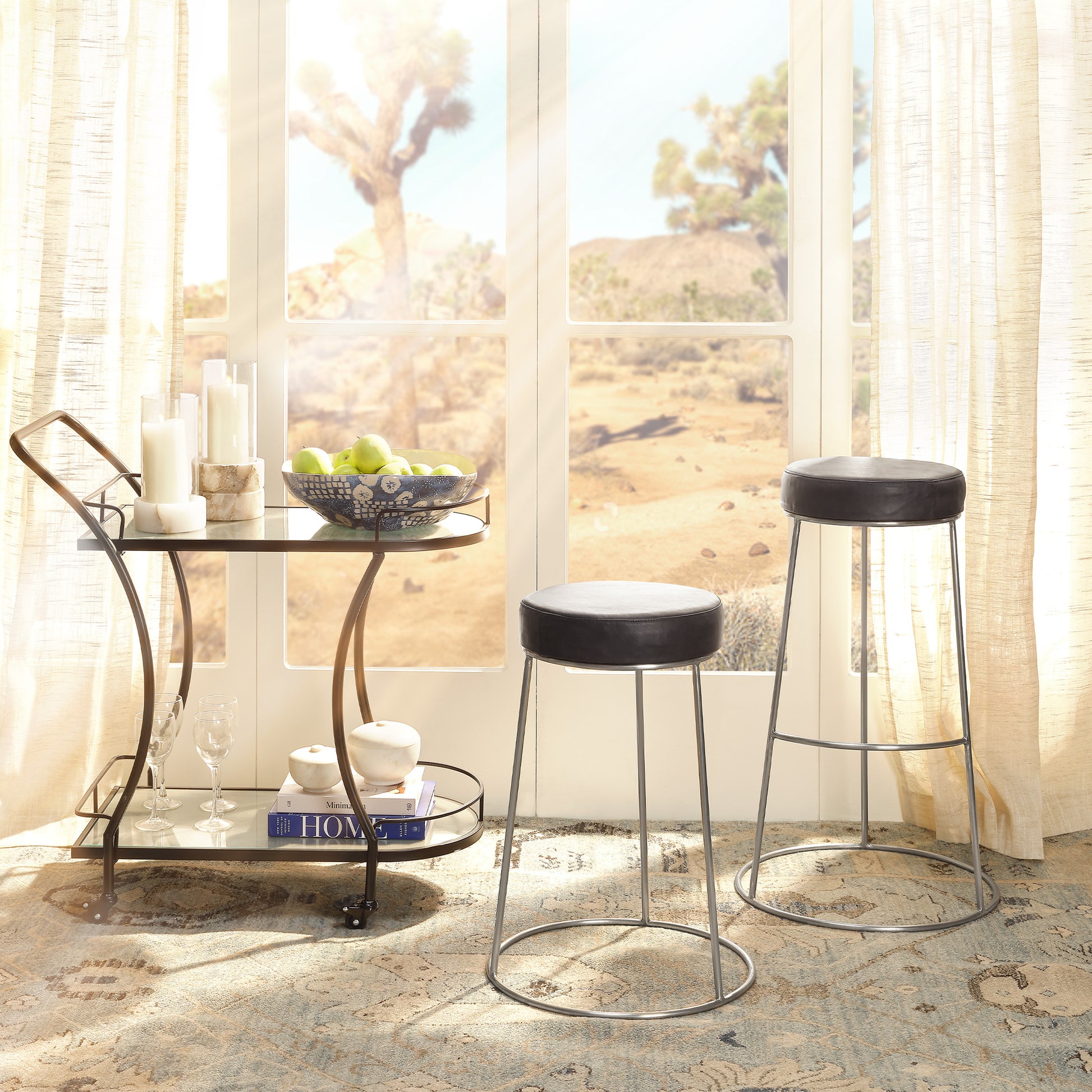 Henry Round Leather Counter Stool by Jamie Young