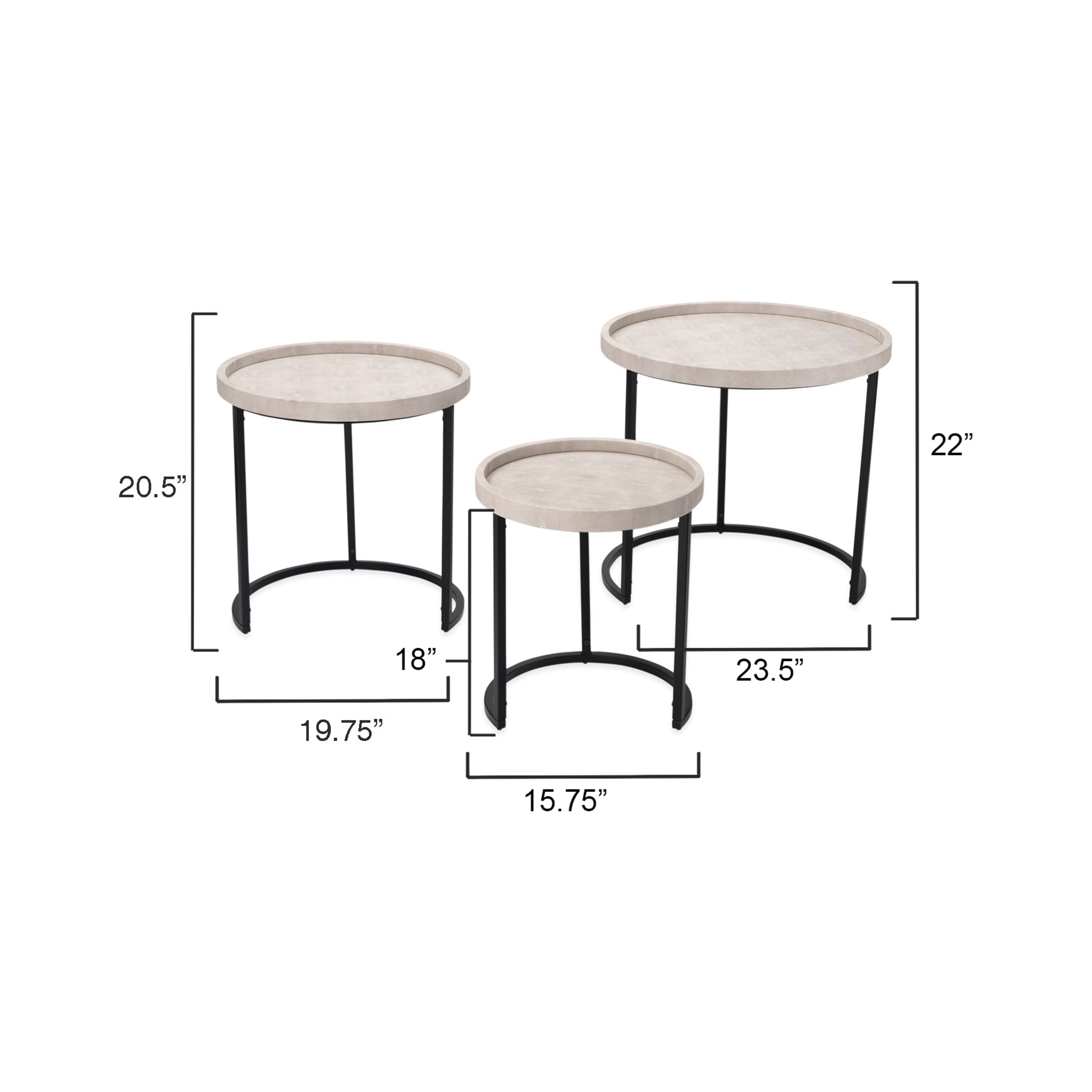 Maddox Faux Shagreen Nesting Tables (Set of 3) by Ivory & Olive