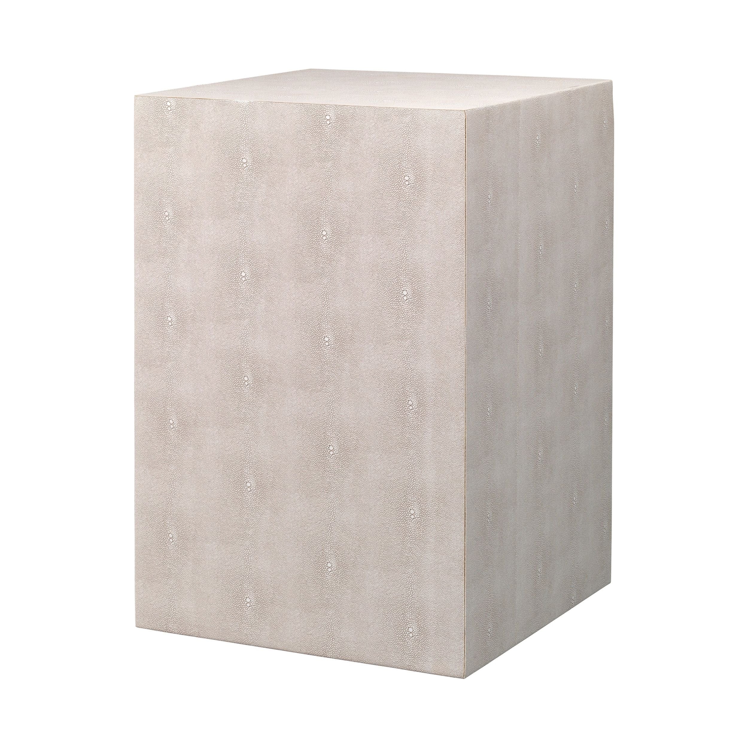 Structure Faux-Shagreen Square Side Table, Cream by Jamie Young