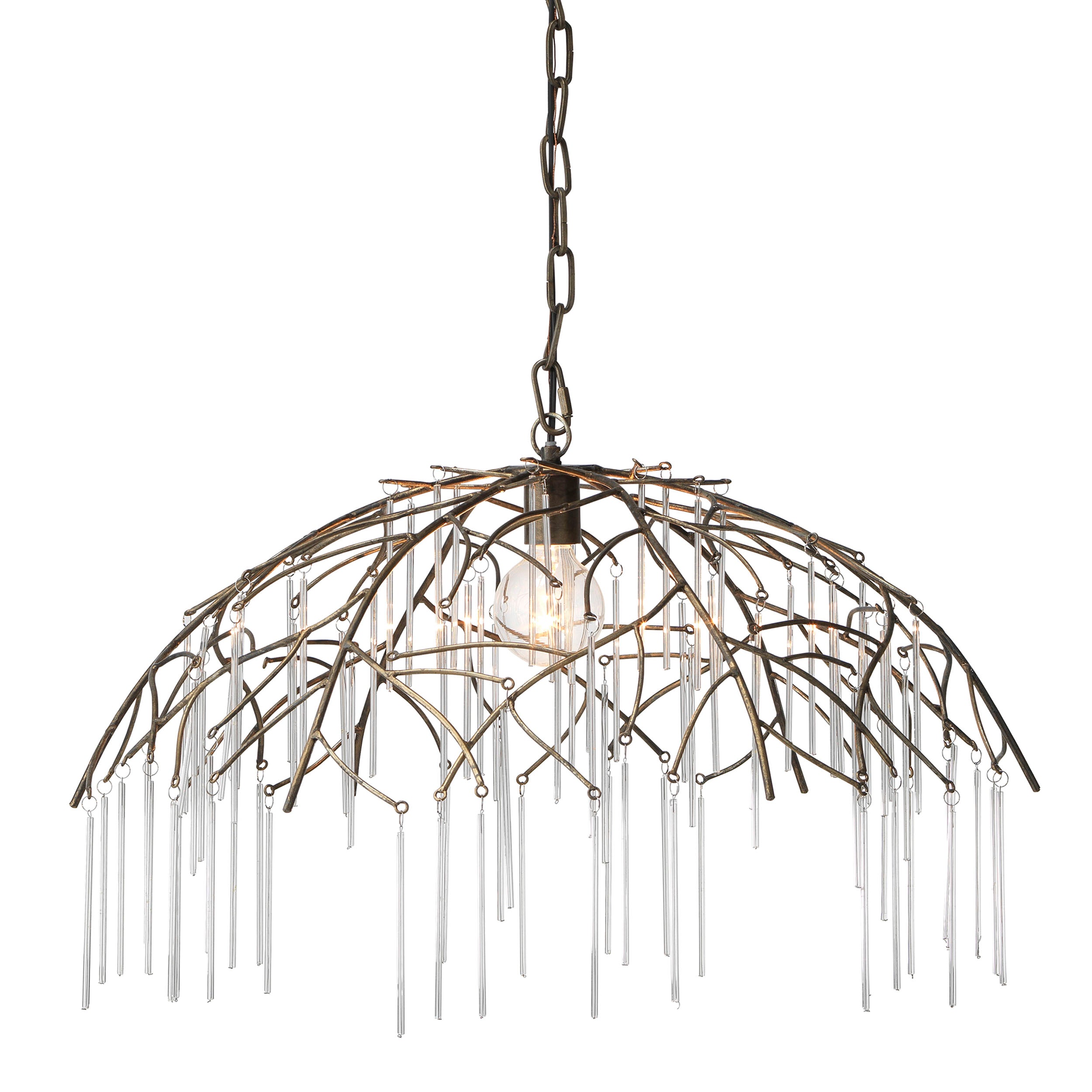 Vine Glass and Iron 1-Light Pendant by Jamie Young