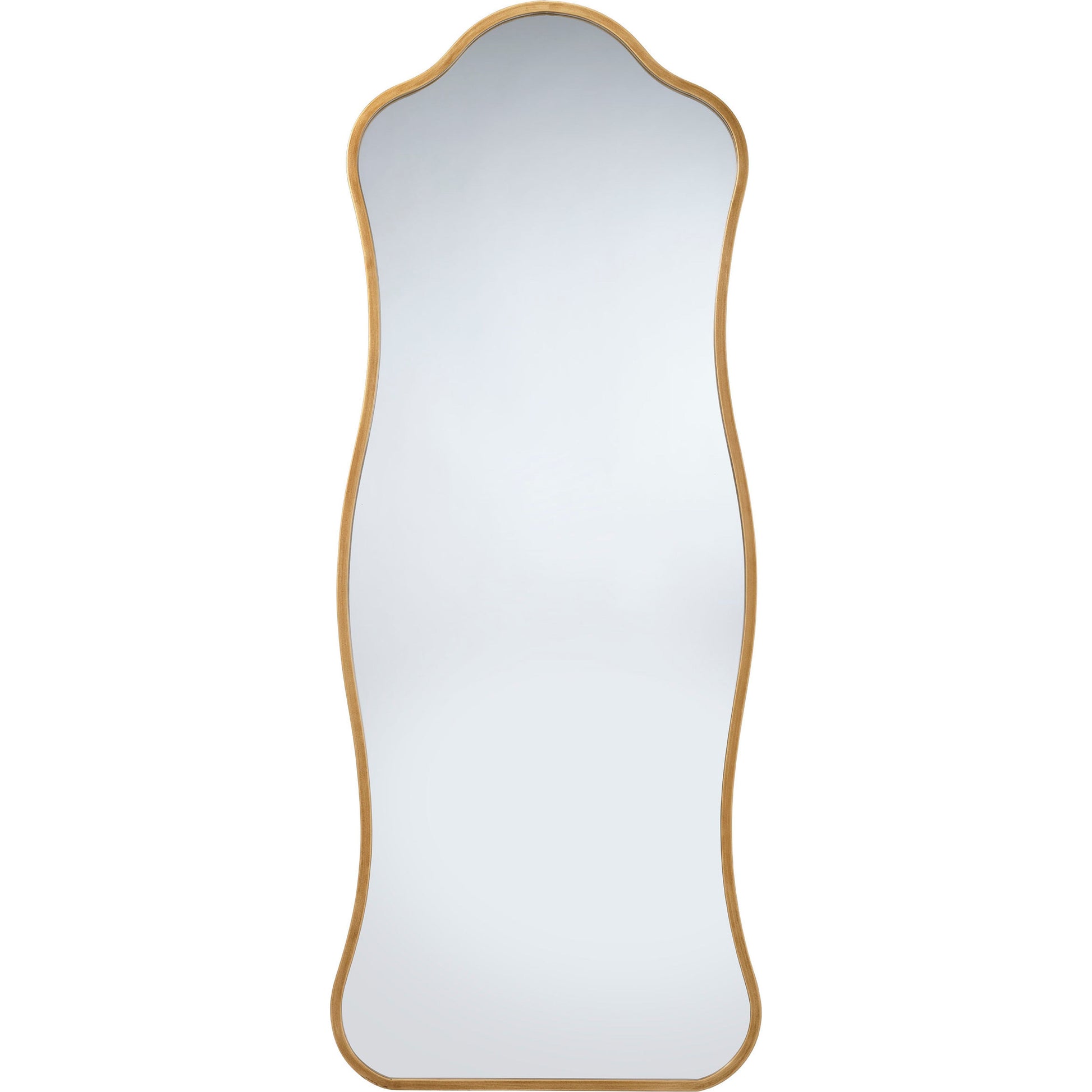 Aurora Wavy Iron Floor Mirror Antique Brass by Jamie Young