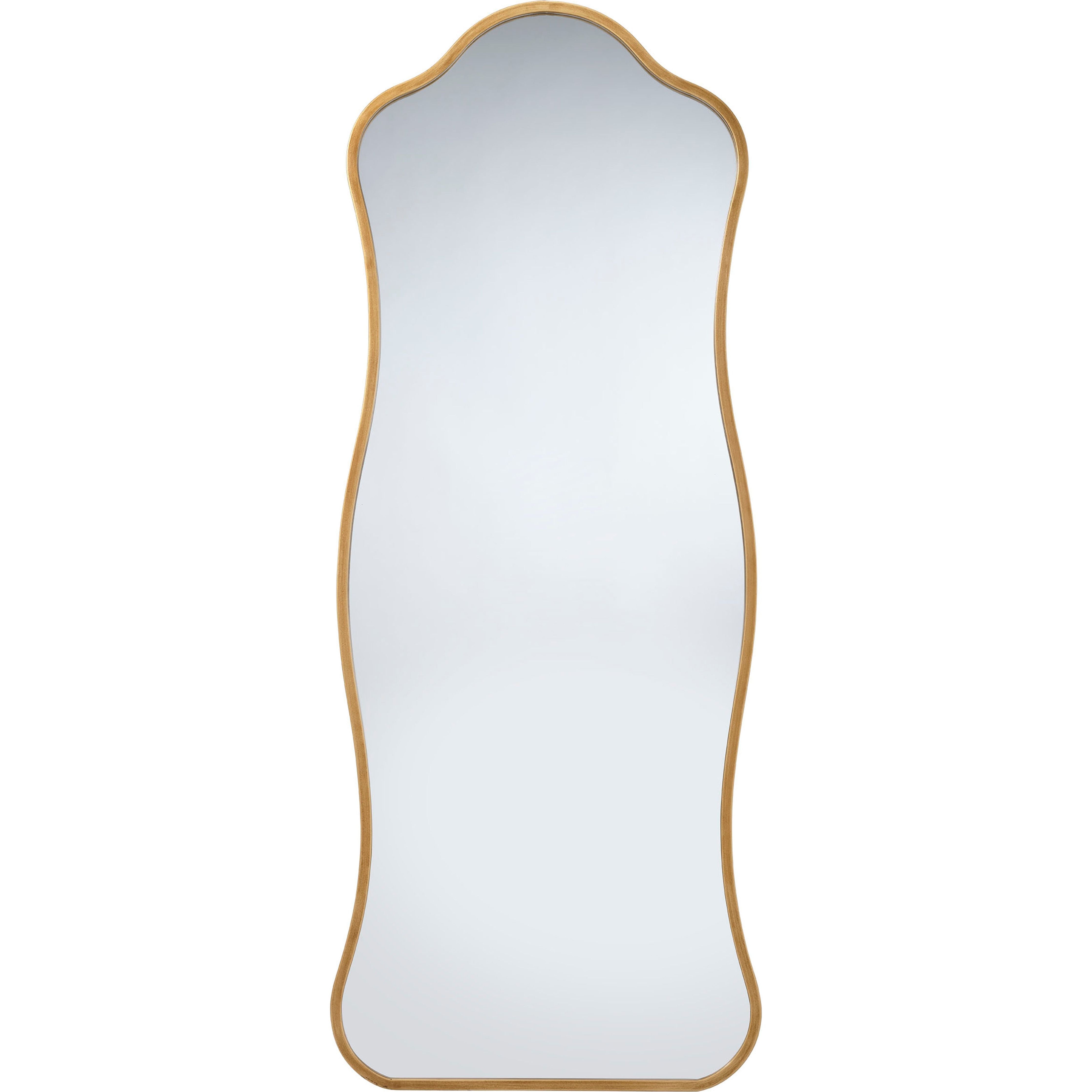 Aurora Wavy Iron Floor Mirror Antique Brass by Jamie Young
