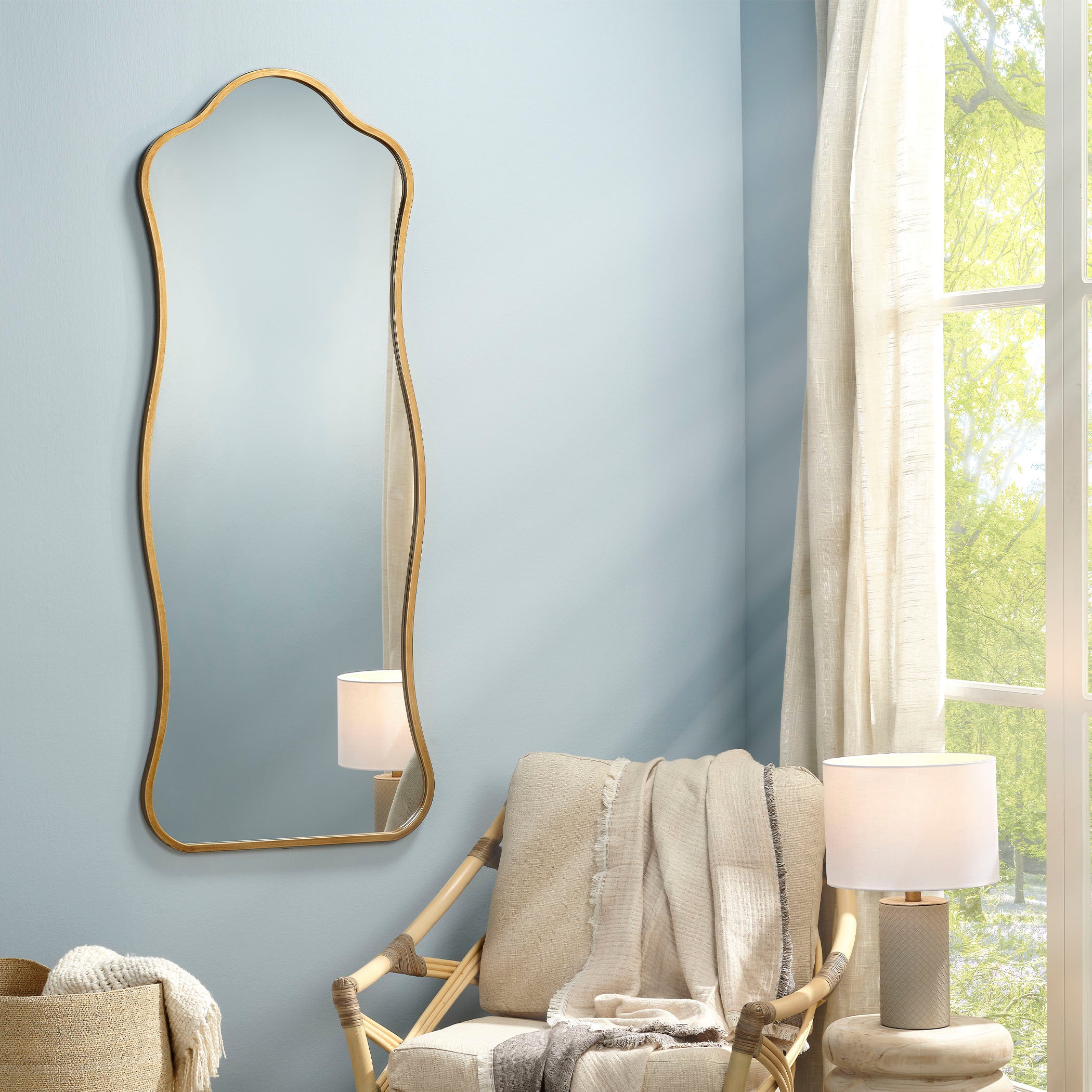 Aurora Wavy Iron Floor Mirror by Jamie Young