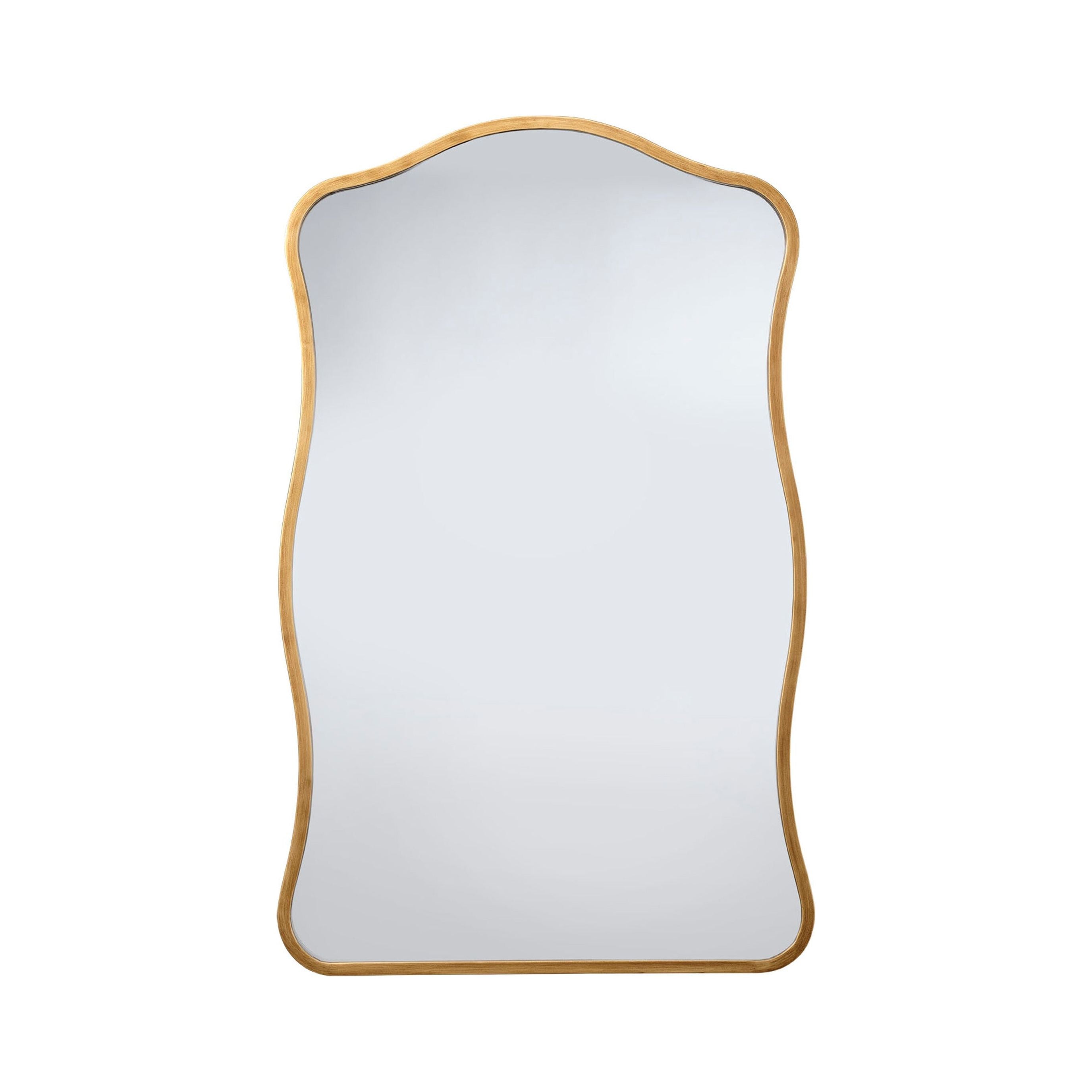 Aurora Wavy Iron Wall Mirror Antique Brass by Jamie Young