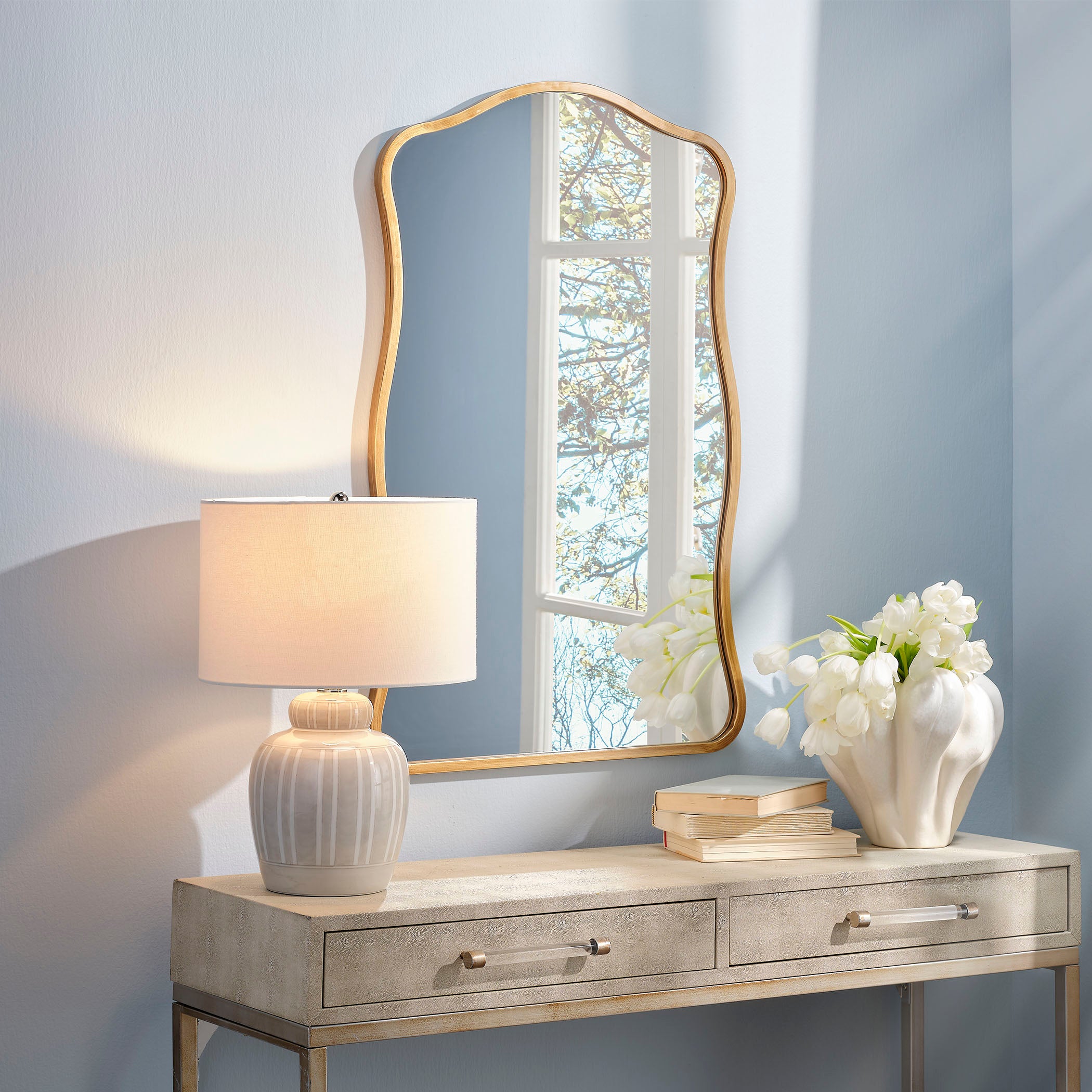 Aurora Wavy Iron Wall Mirror by Jamie Young