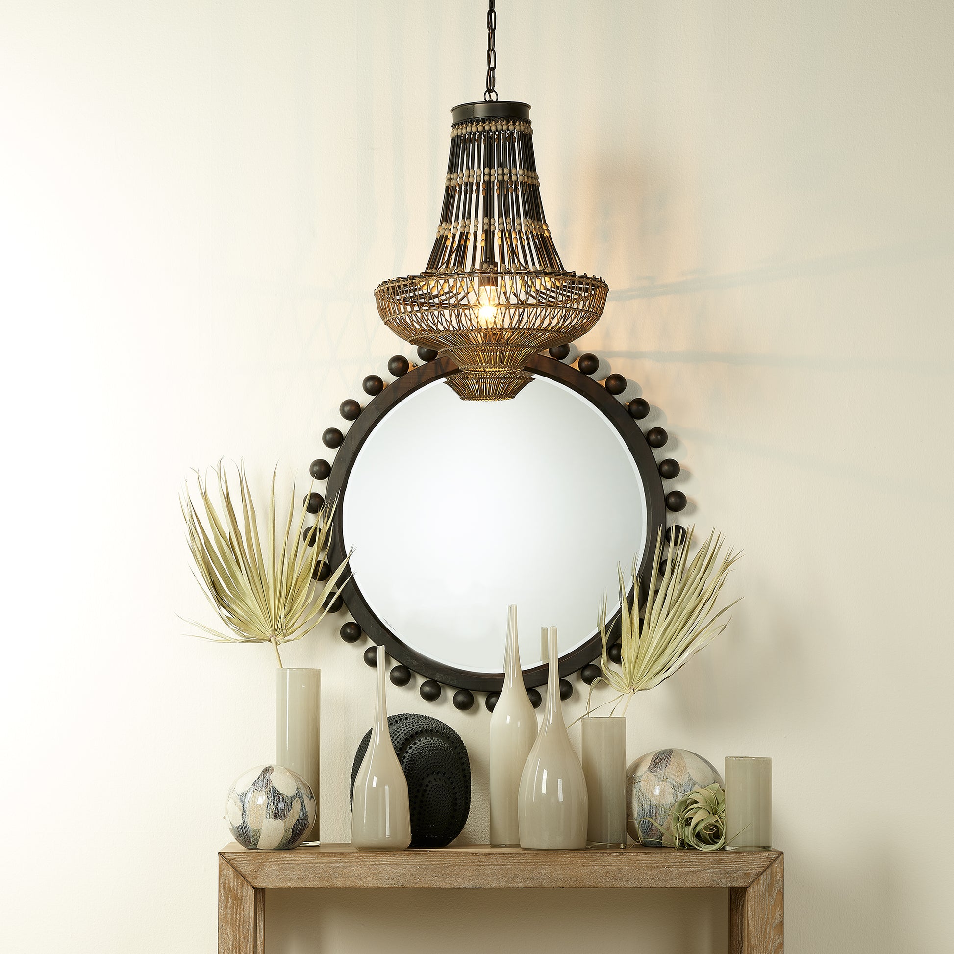 Brighton Round Wood Mirror by Jamie Young