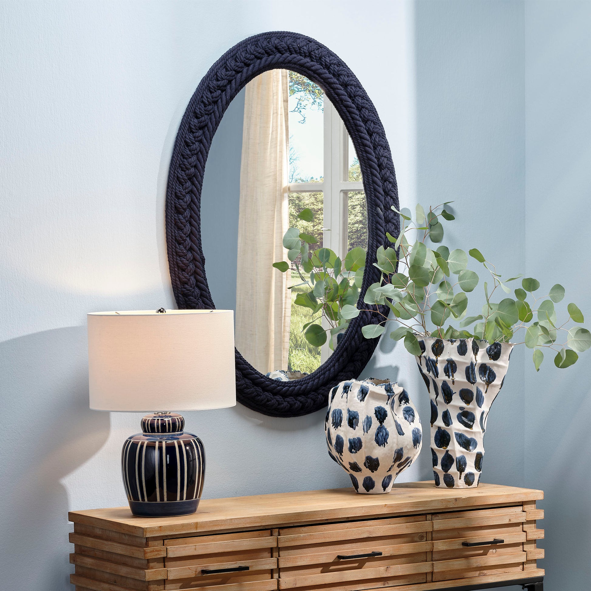 Club Cotton Rope Braided Oval Wall Mirror by Jamie Young