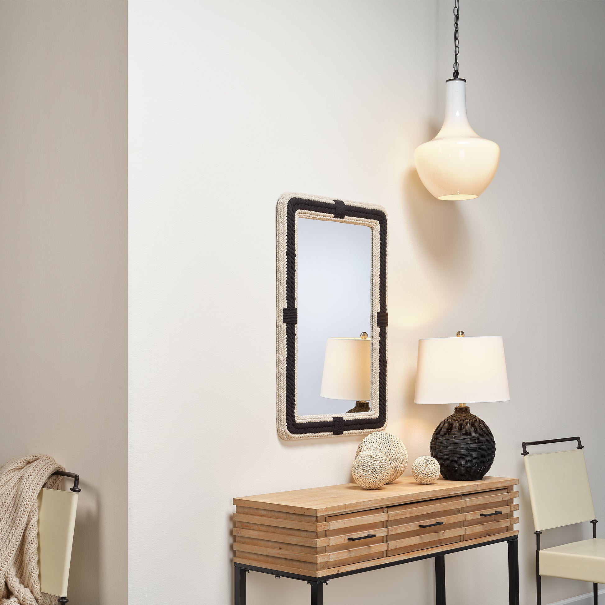 Contrast Jute Rectangle Mirror by Jamie Young