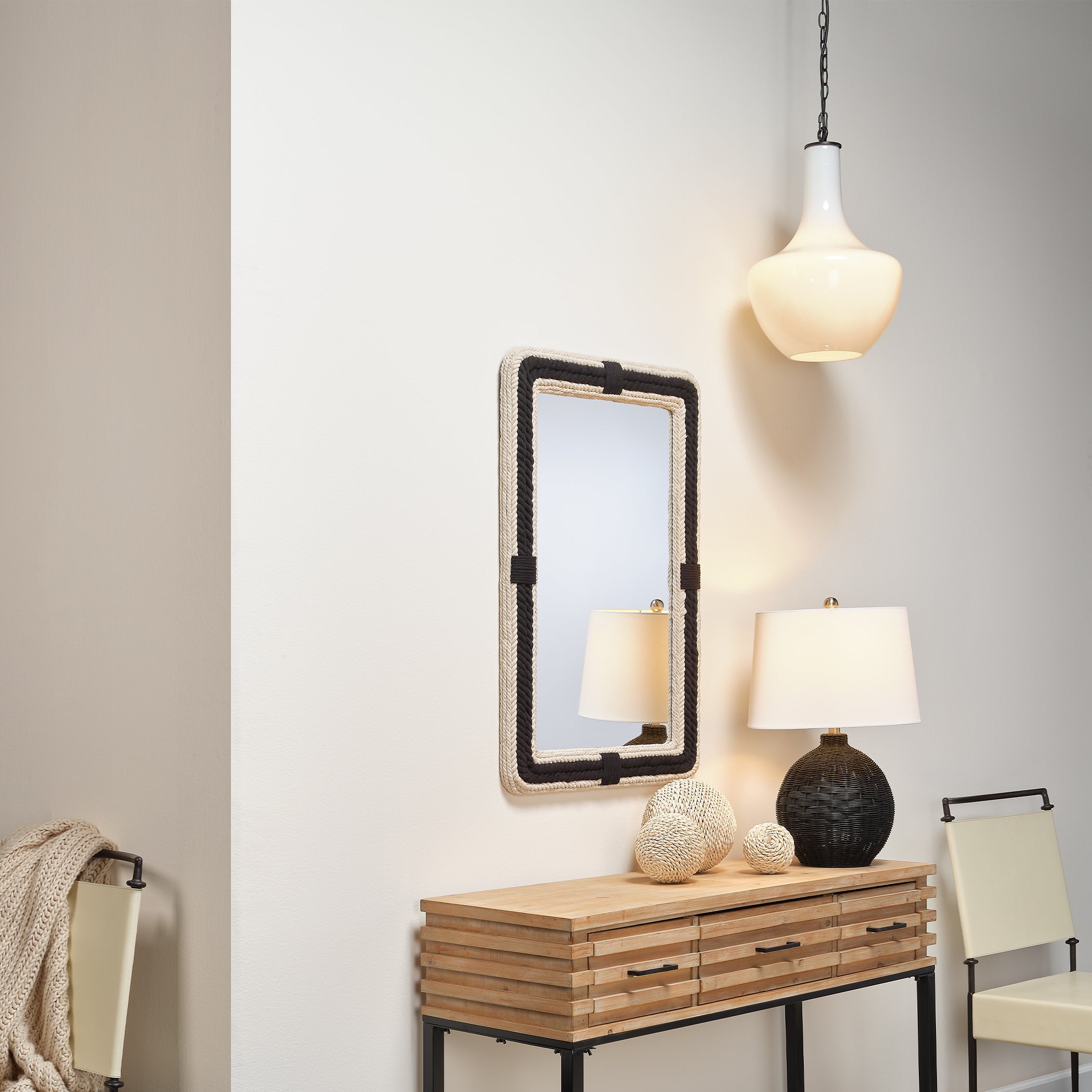 Contrast Jute Rectangle Mirror by Jamie Young