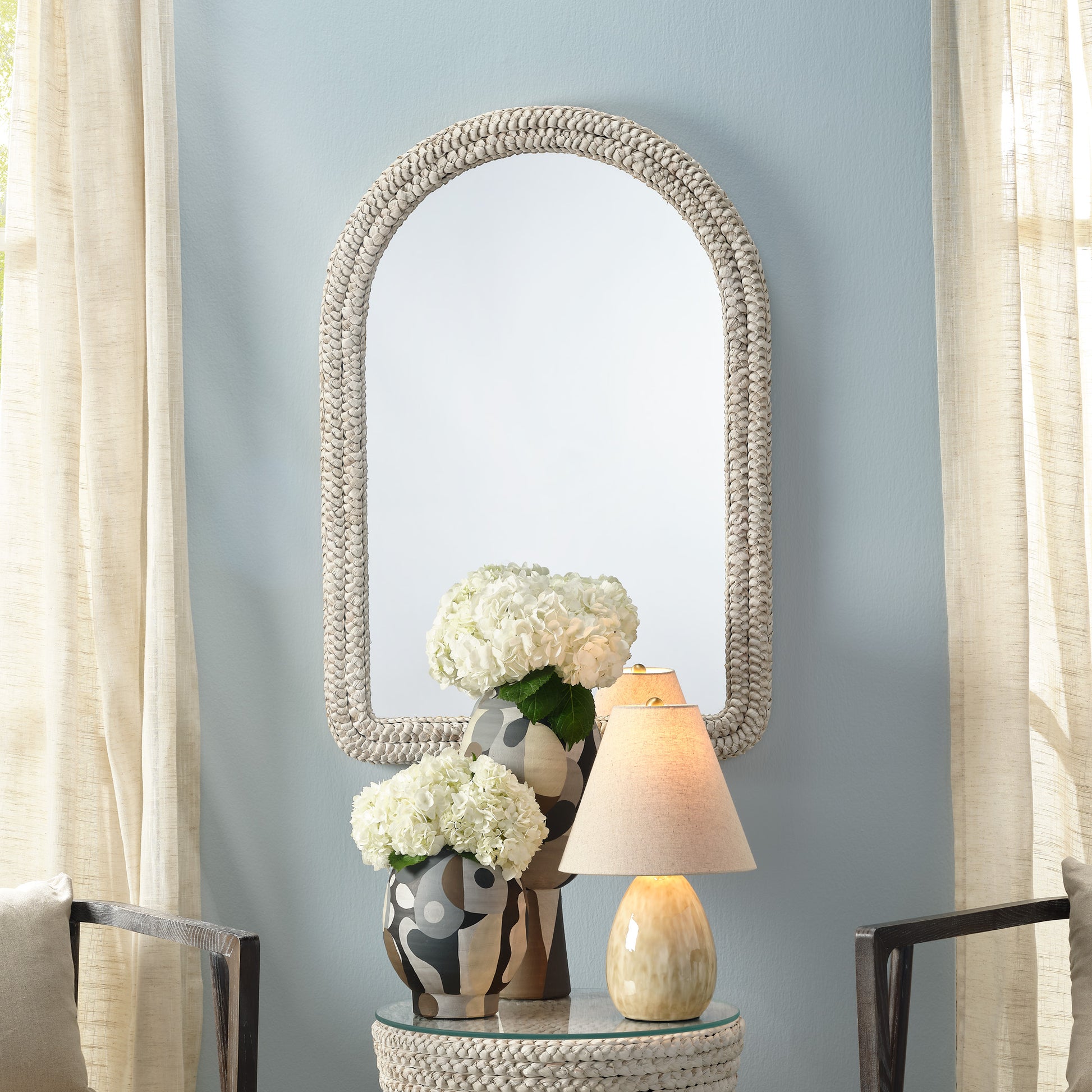 Grain Woven Corngrass Arch Wall Mirror by Jamie Young