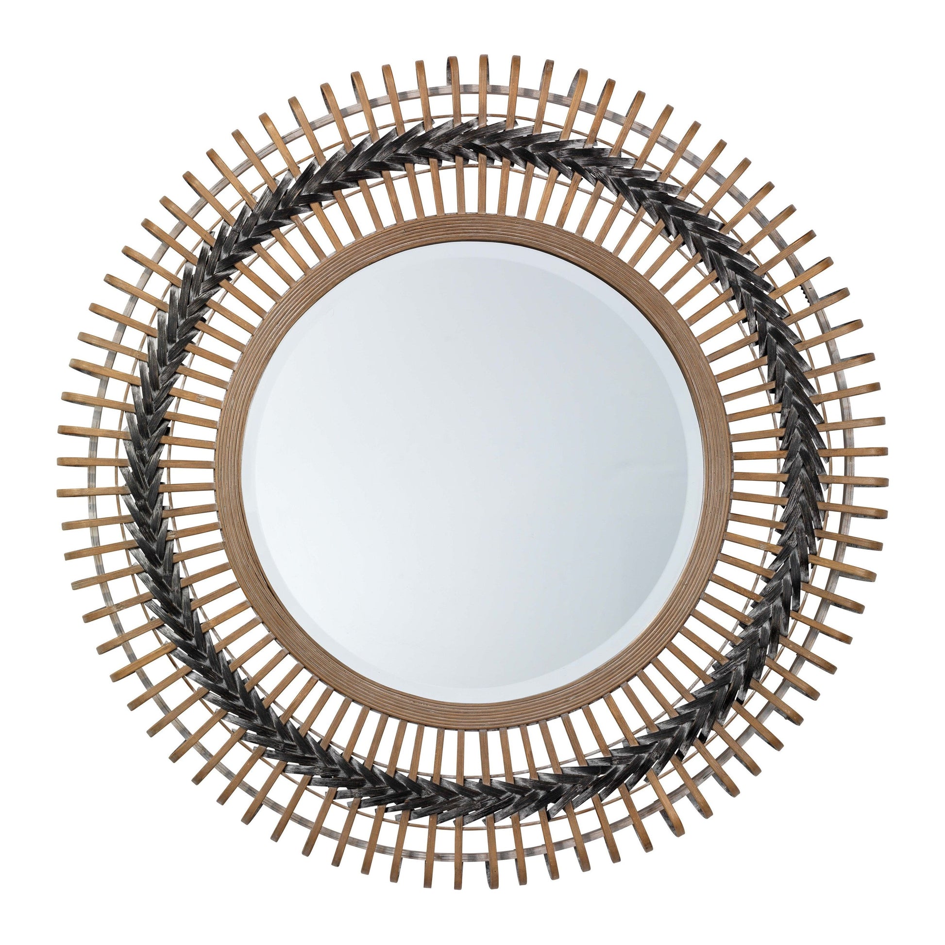 Grove Bamboo Round Braided Mirror, Gray by Jamie Young