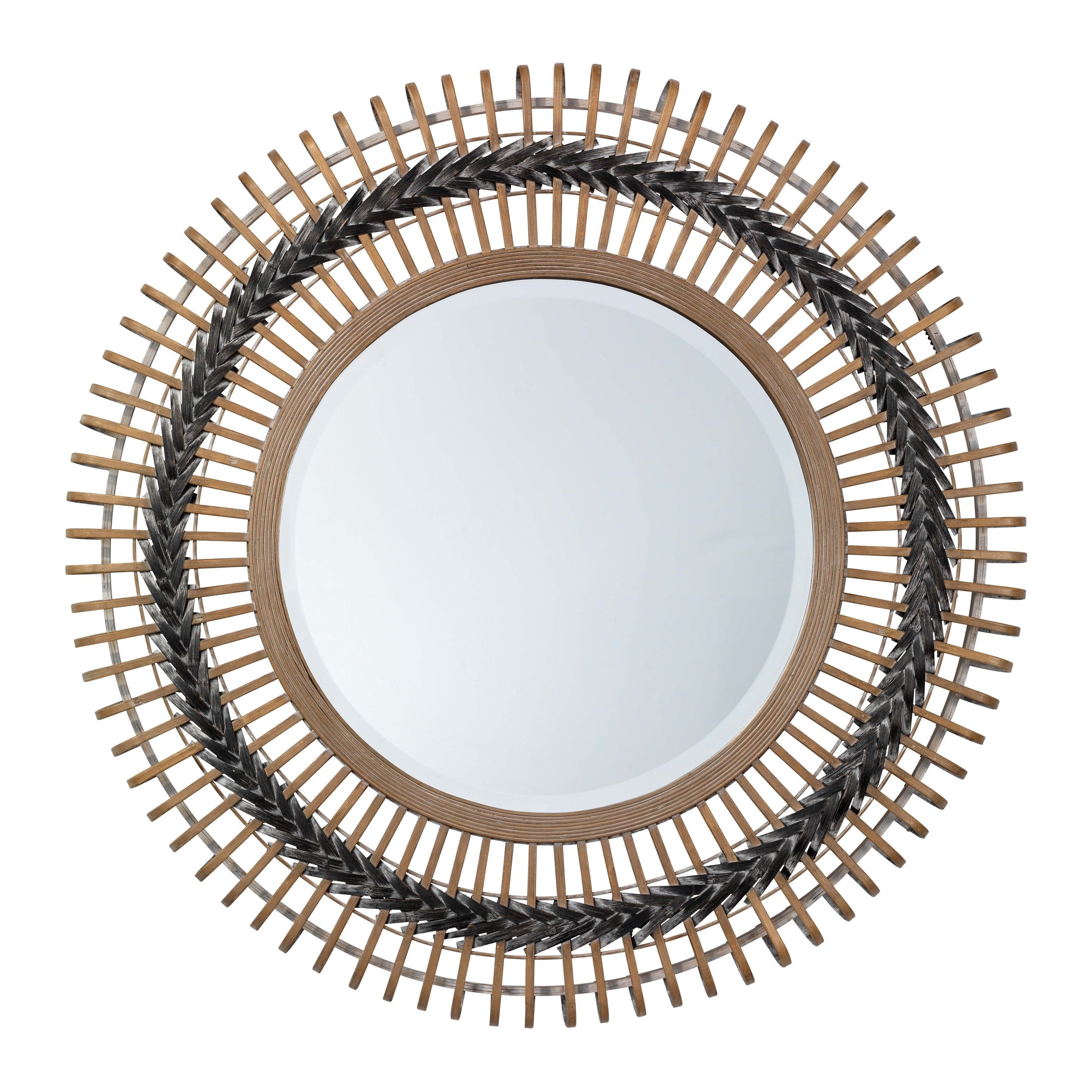 Grove Bamboo Round Braided Mirror, Gray by Jamie Young