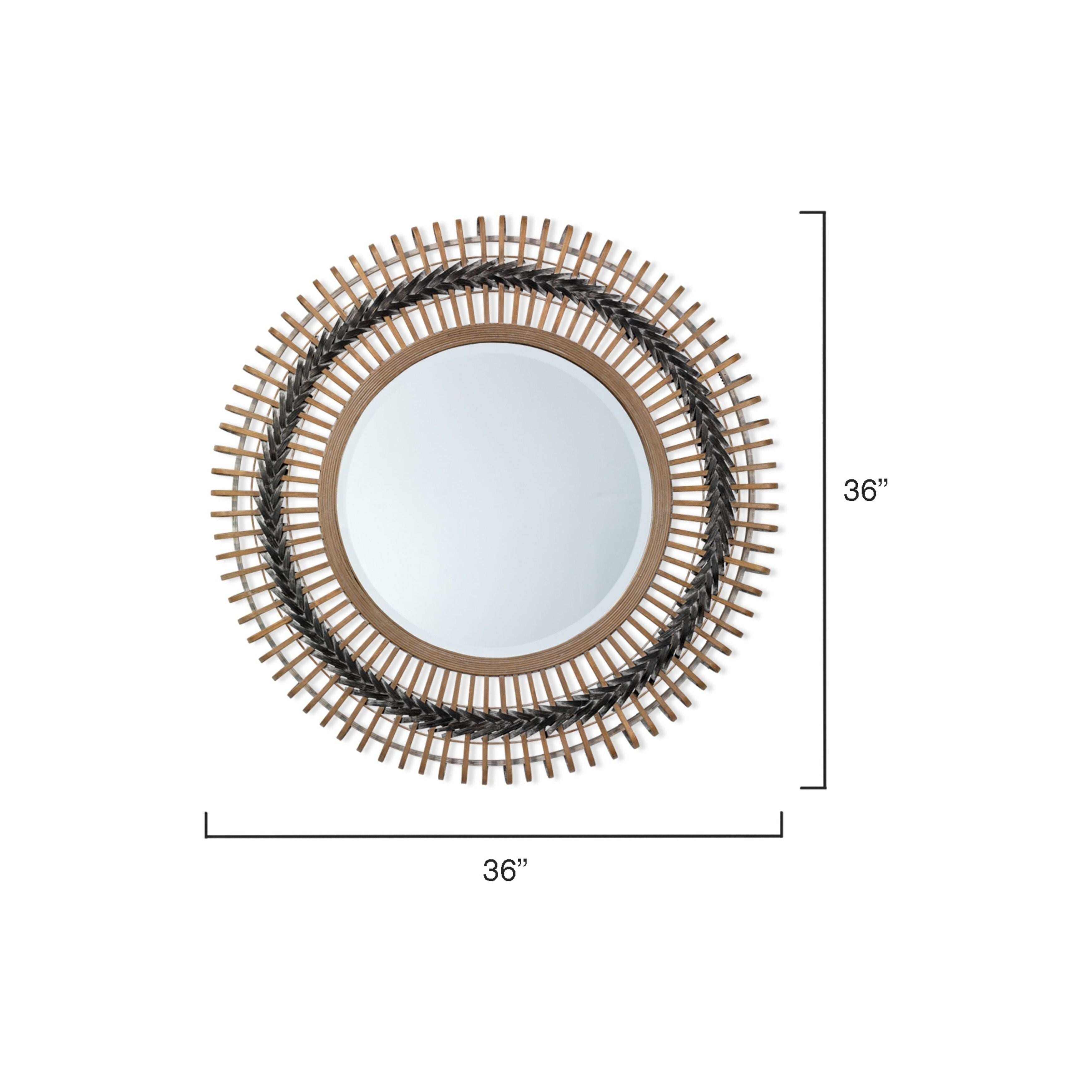 Grove Bamboo Round Braided Mirror, Gray by Jamie Young