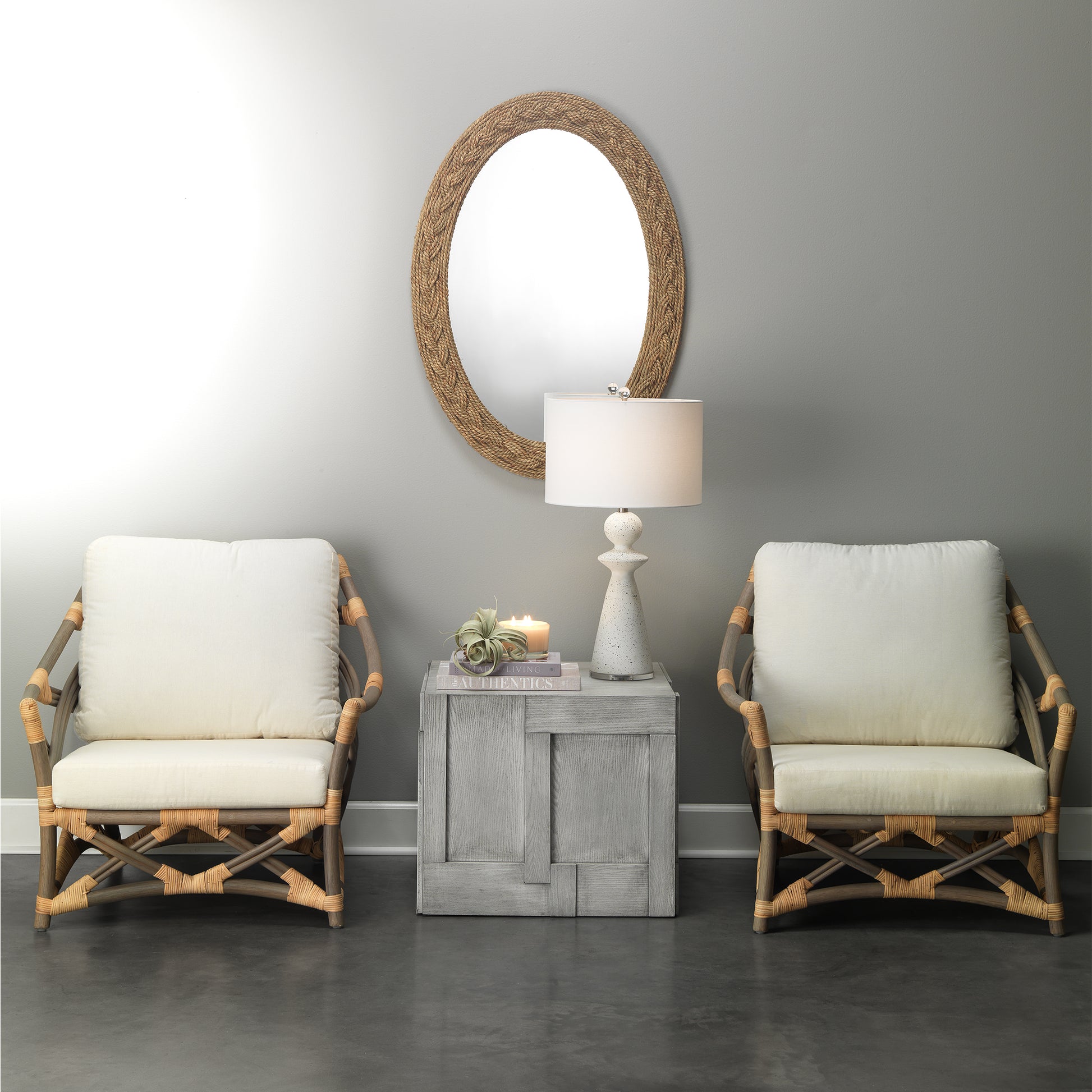 Lark Braided Seagrass Oval Mirror by Jamie Young