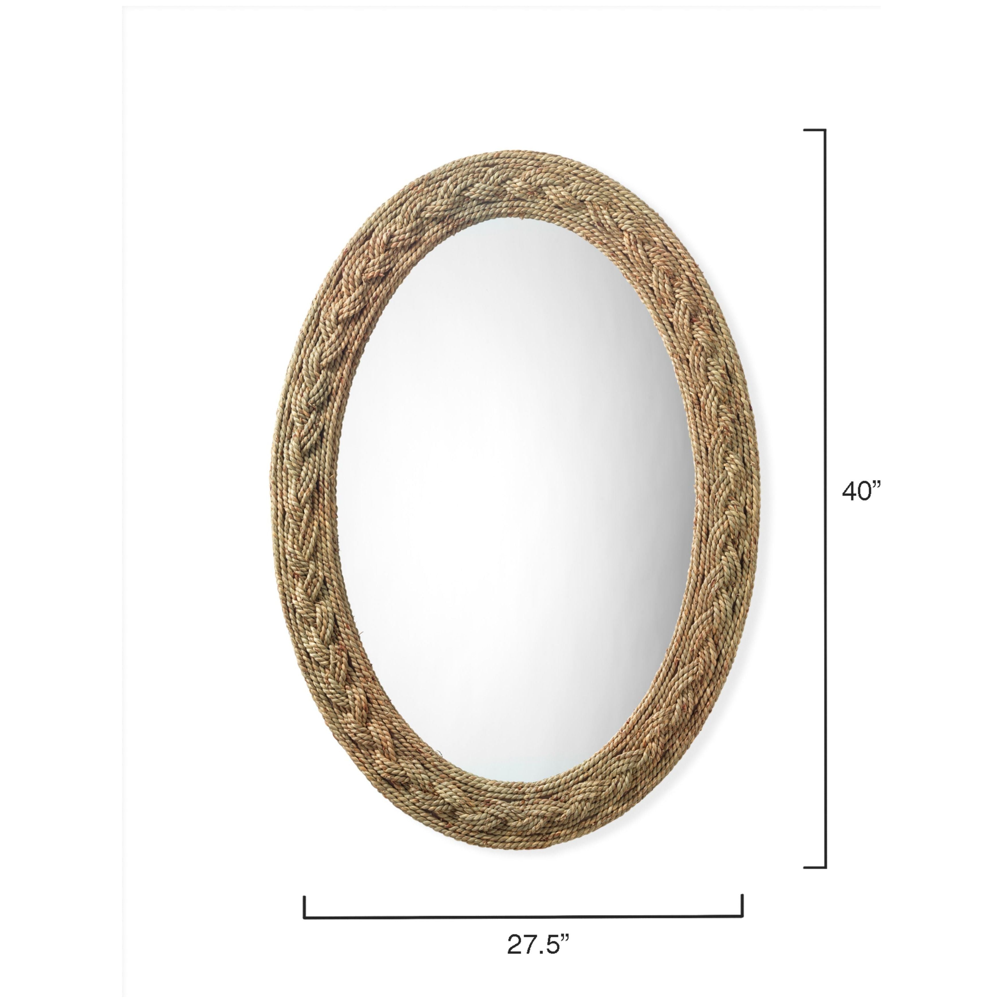 Lark Braided Seagrass Oval Mirror by Jamie Young