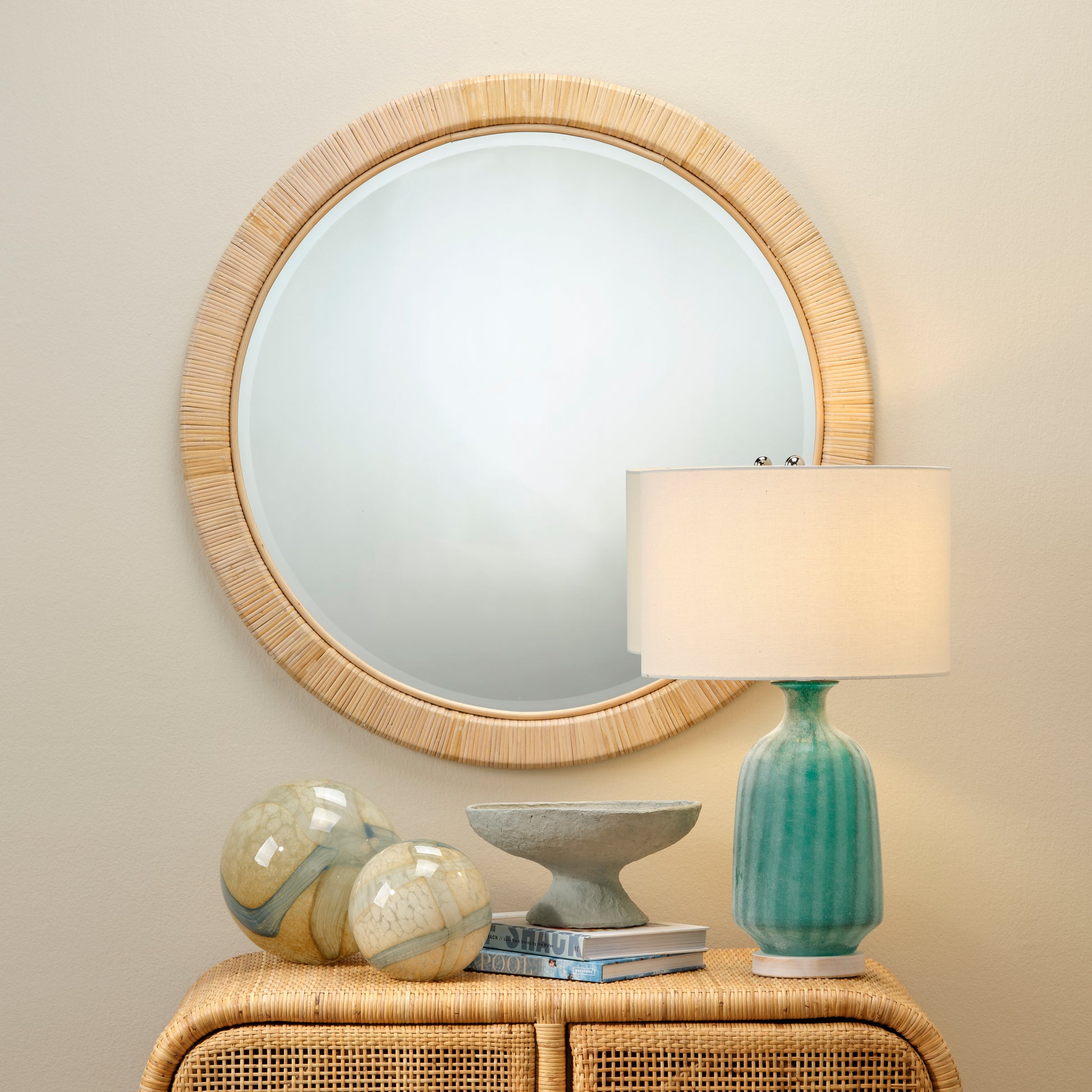 Ohana Rattan Round Mirror by Jamie Young