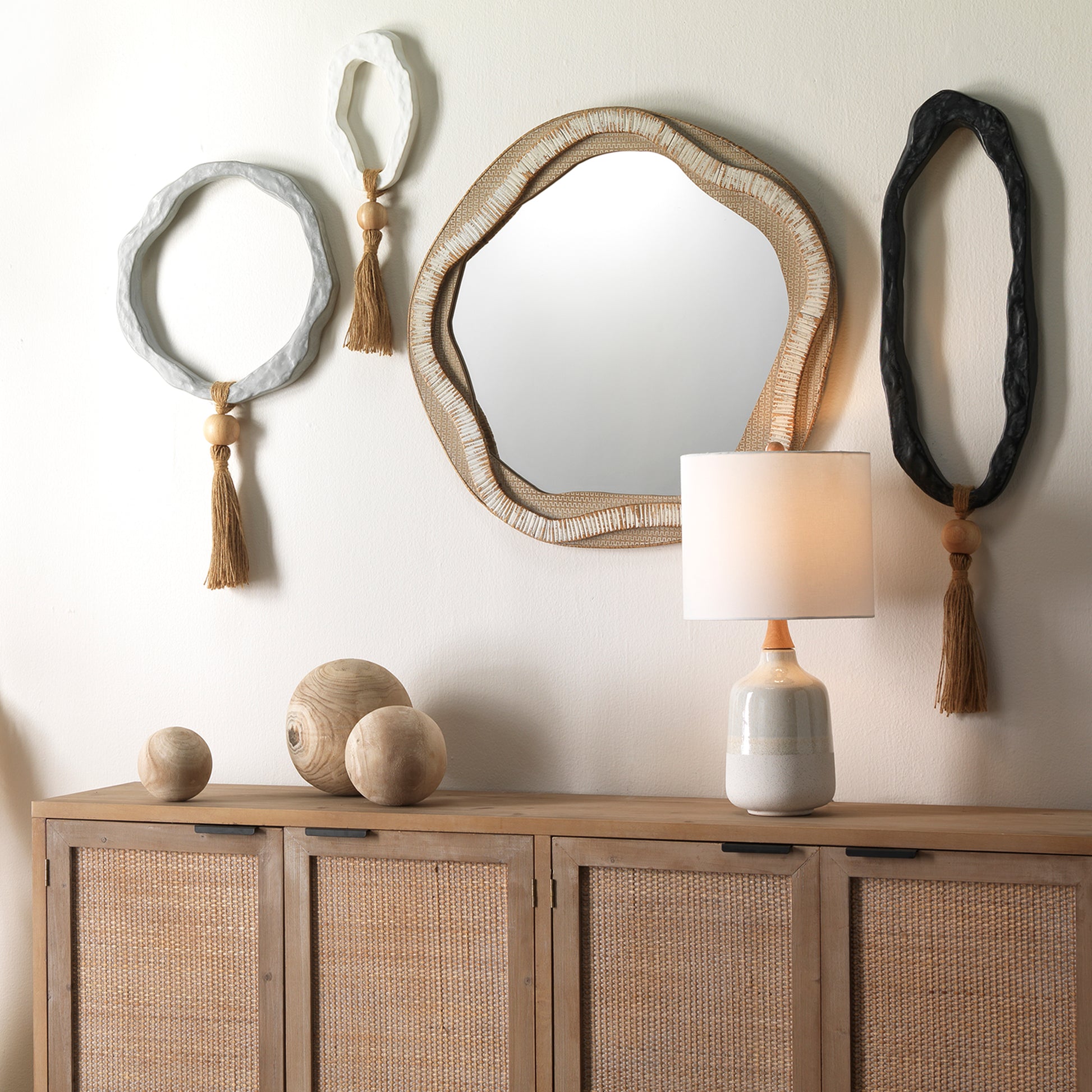 River Organic Rattan Mirror by Jamie Young