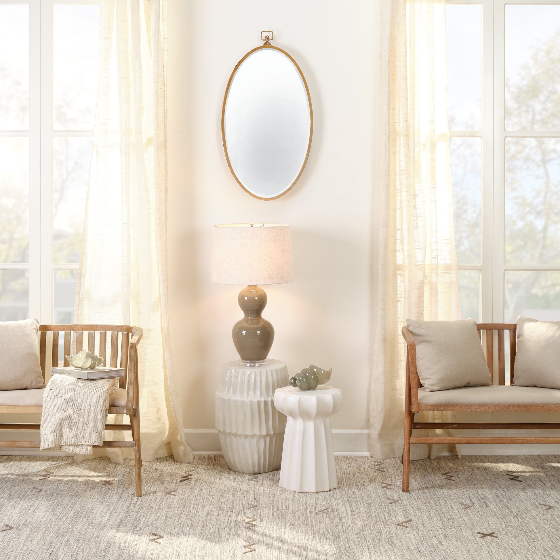 Wade Iron Oval Wall Mirror by Jamie Young