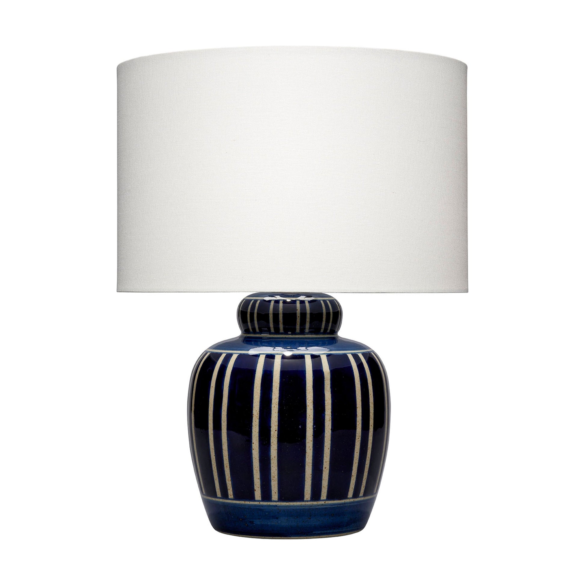 Arthur Ceramic Table Lamp with Linen Shade Navy Blue by Jamie Young