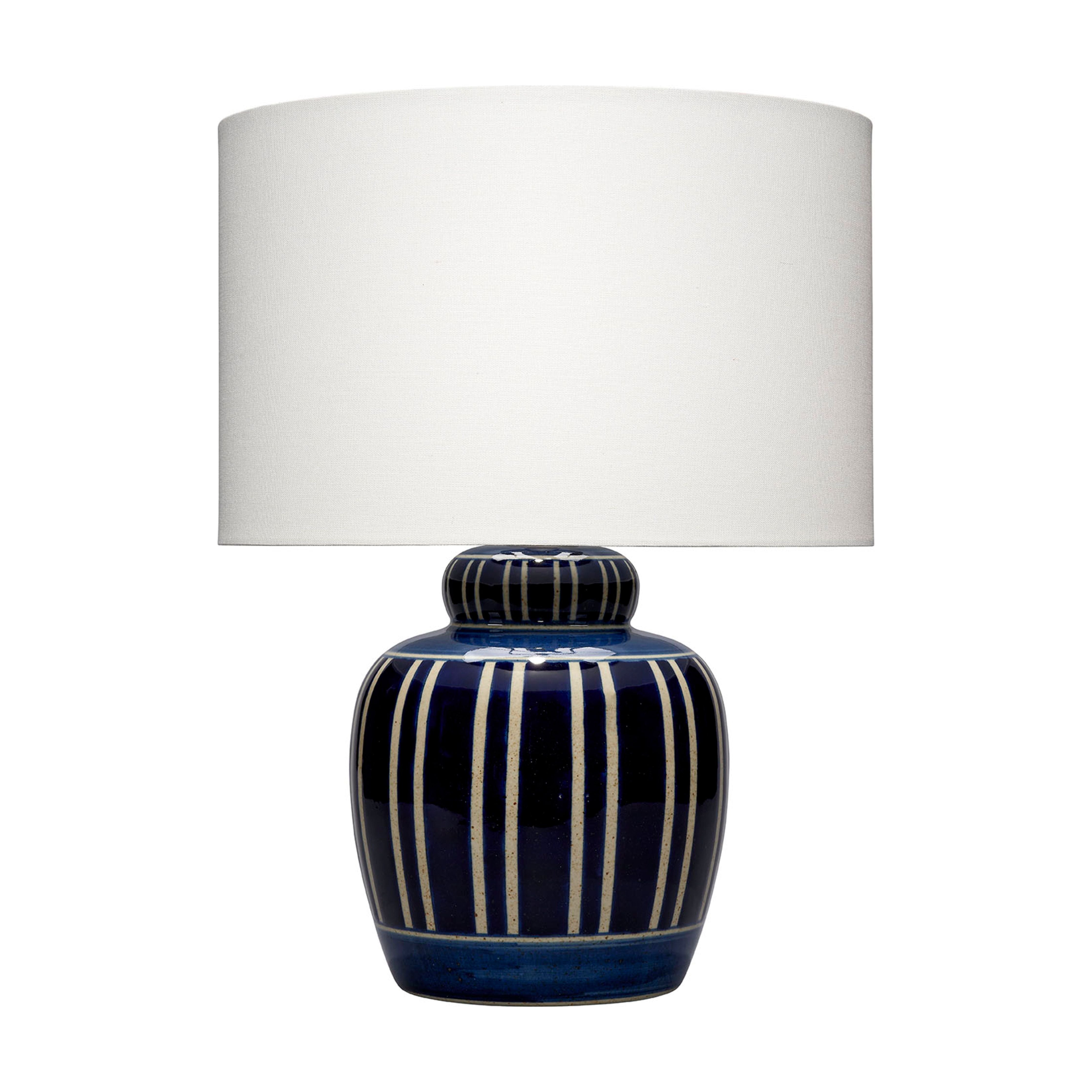 Arthur Ceramic Table Lamp with Linen Shade Navy Blue by Jamie Young