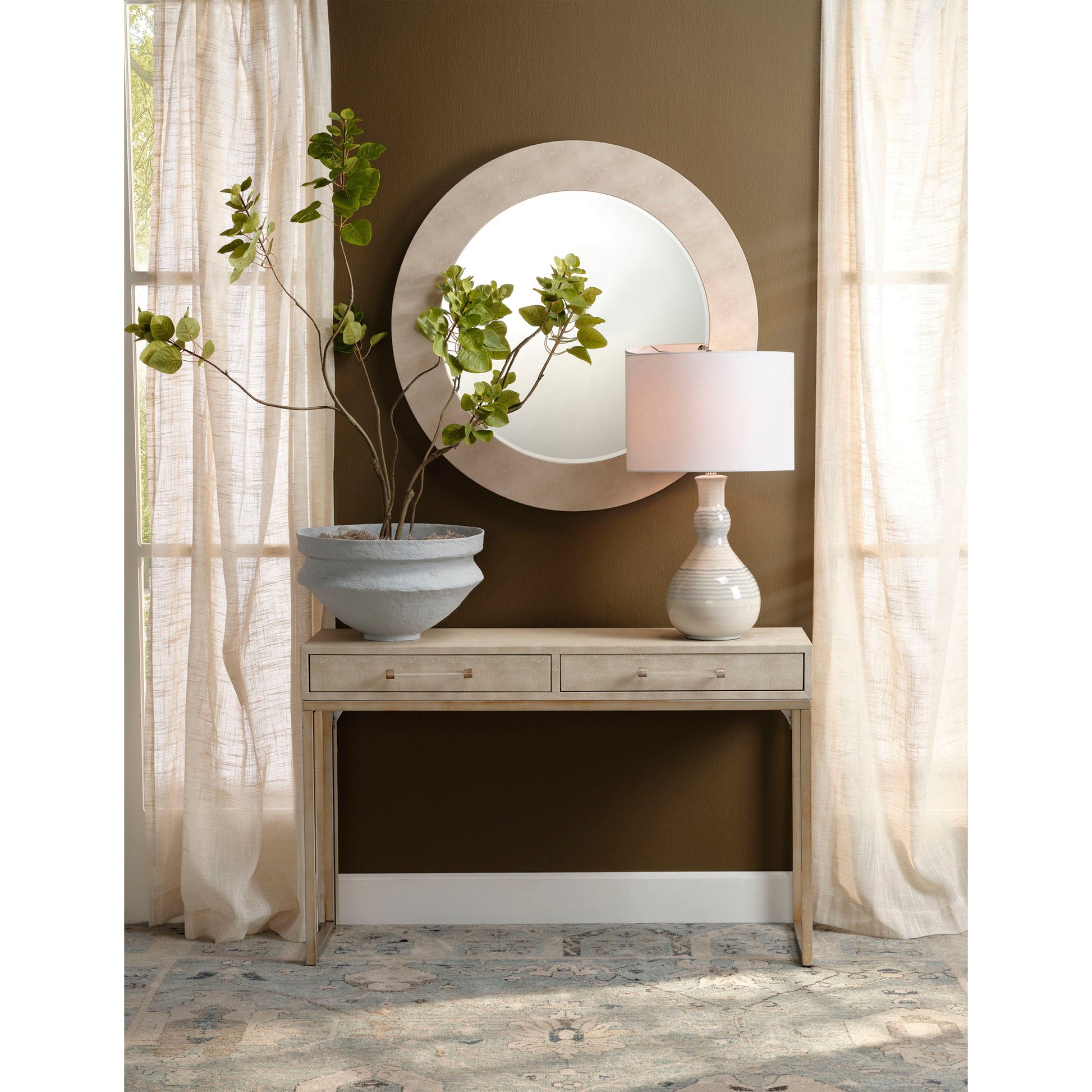 Droplet Ceramic Table Lamp with Linen Shade, Blue by Jamie Young