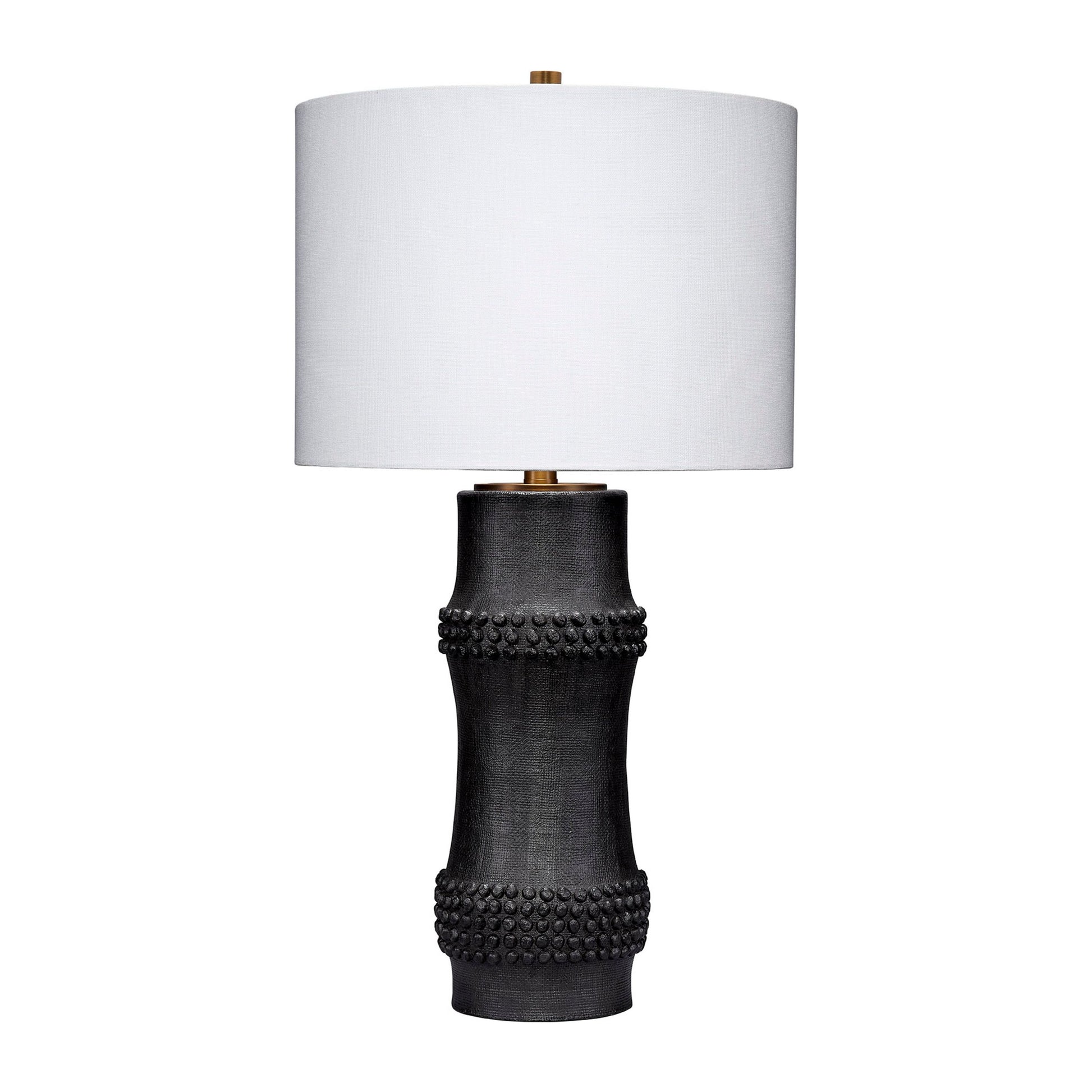Rail Polyresin Table Lamp with Linen Shade Antique Black by Jamie Young