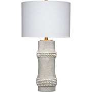 Rail Polyresin Table Lamp with Linen Shade White by Jamie Young