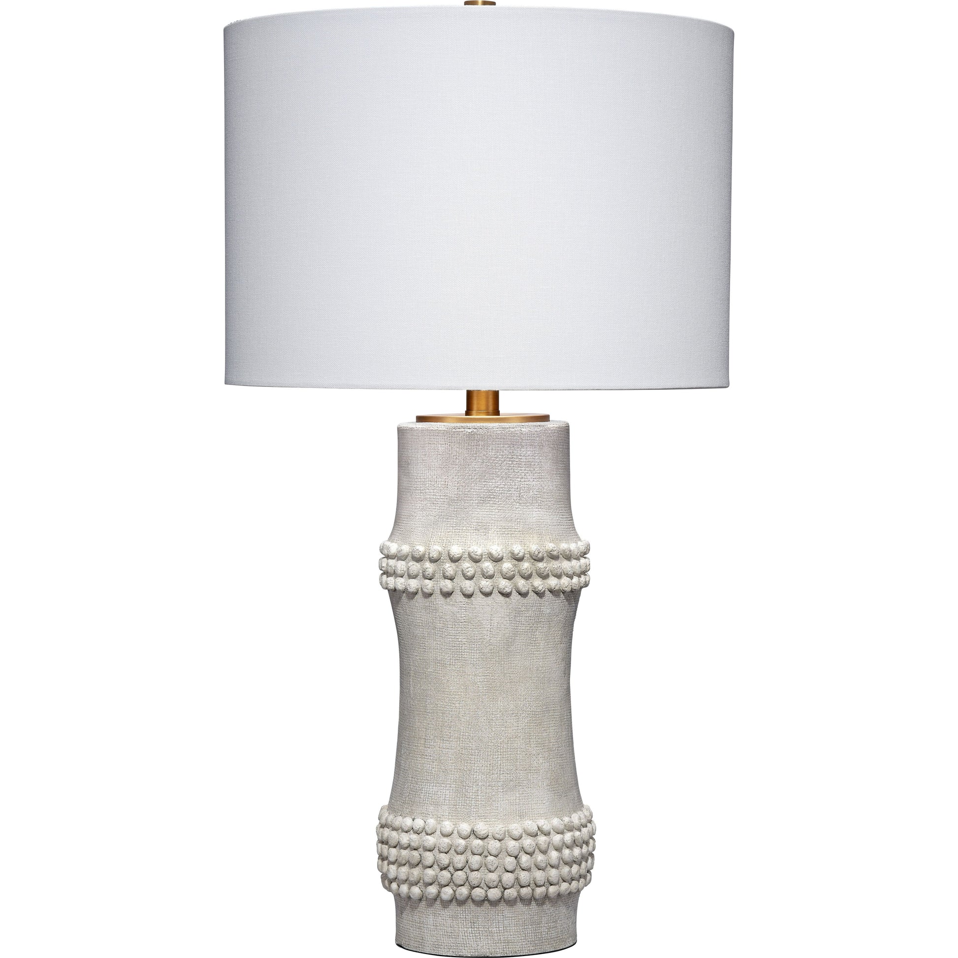 Rail Polyresin Table Lamp with Linen Shade White by Jamie Young