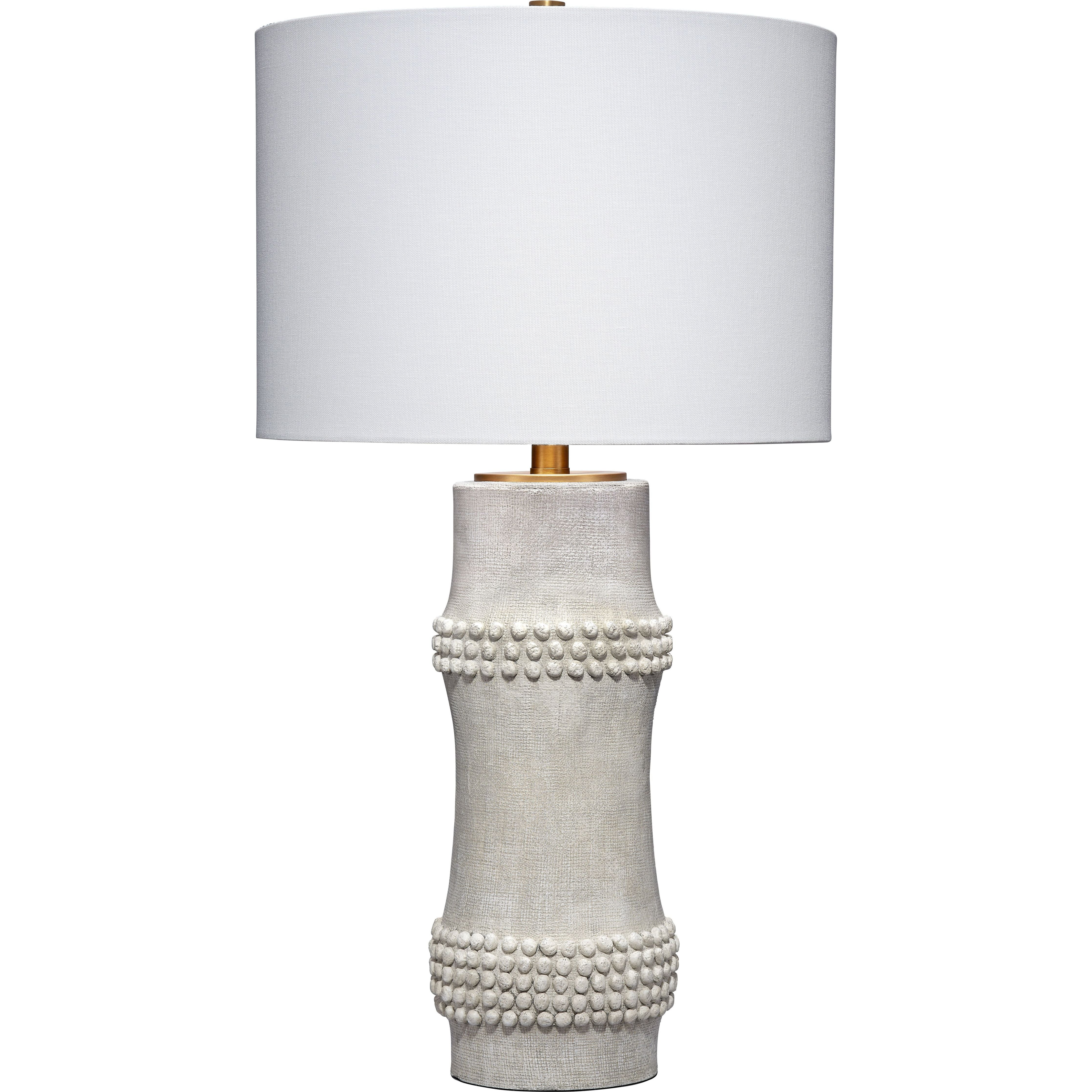 Rail Polyresin Table Lamp with Linen Shade White by Jamie Young