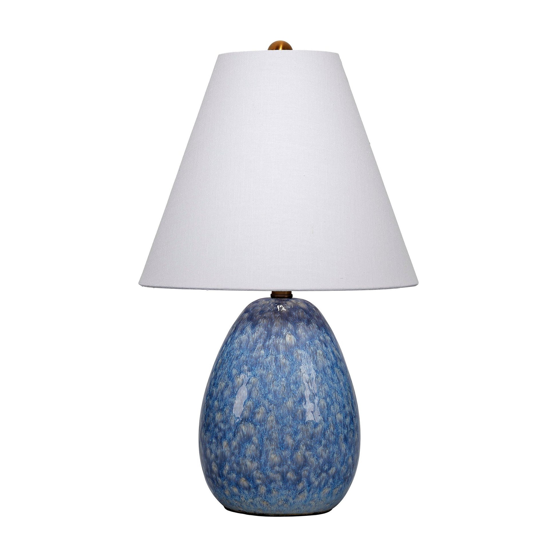 Raindrop Ceramic Table Lamp with Linen Shade Blue by Jamie Young
