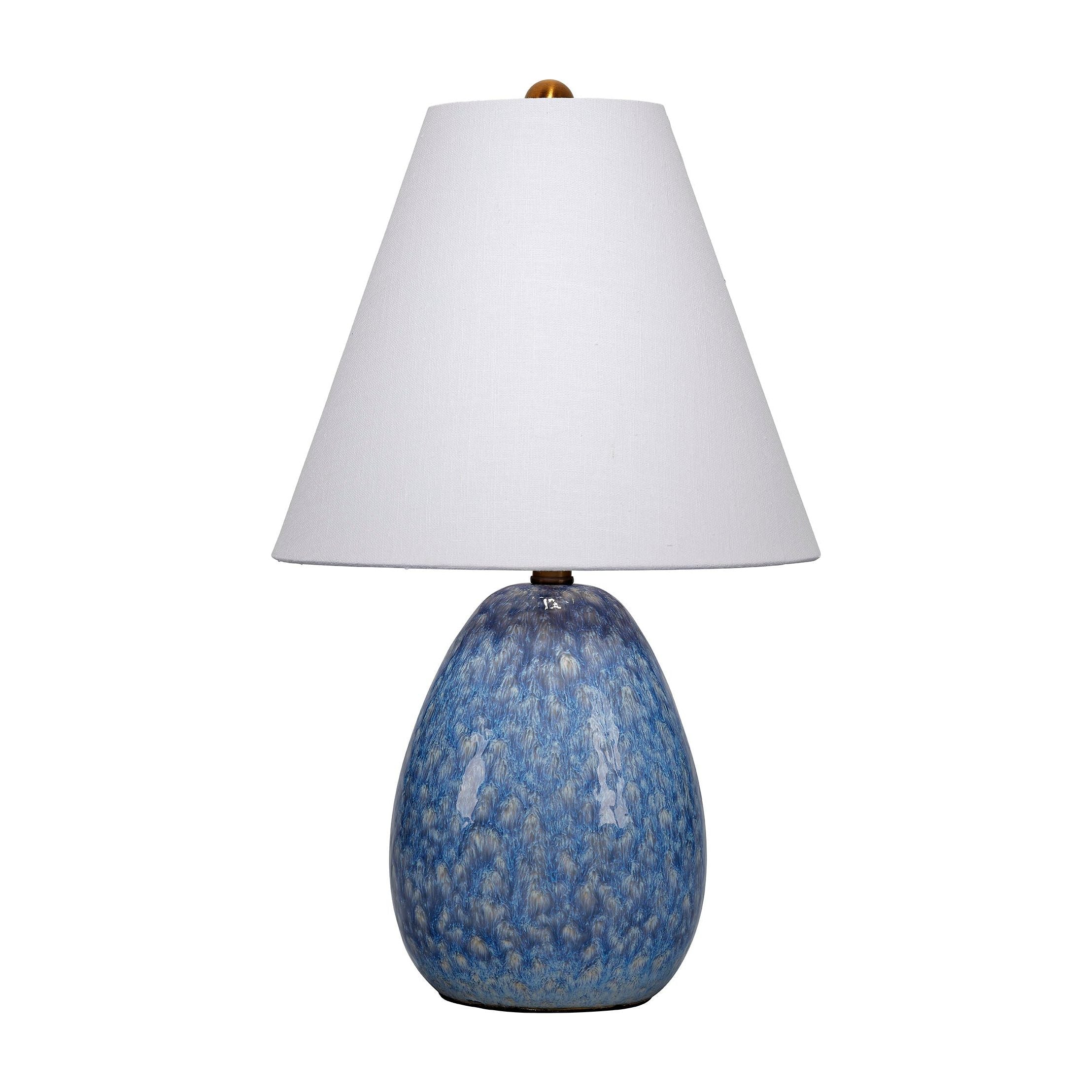 Raindrop Ceramic Table Lamp with Linen Shade Blue by Jamie Young